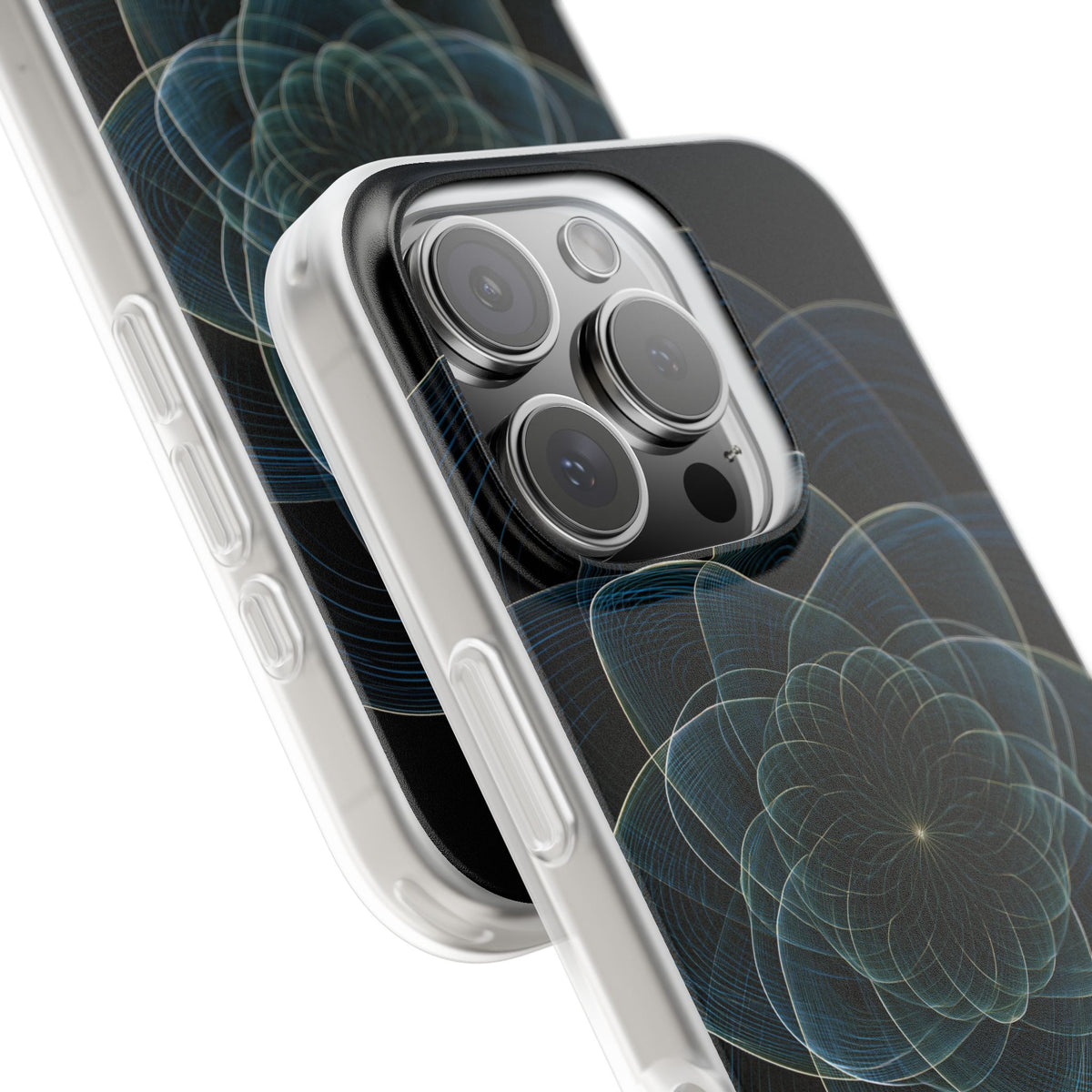 Blue Lite Phone Case for iPhone - Celestial Wireframe Bloom