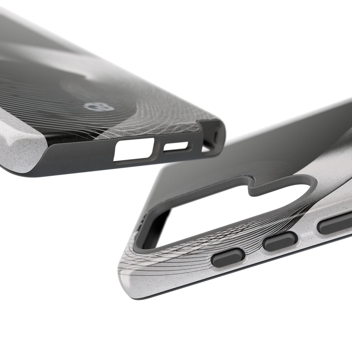 Grey Tough Phone Case for Samsung - Obsidian Moiré Wave
