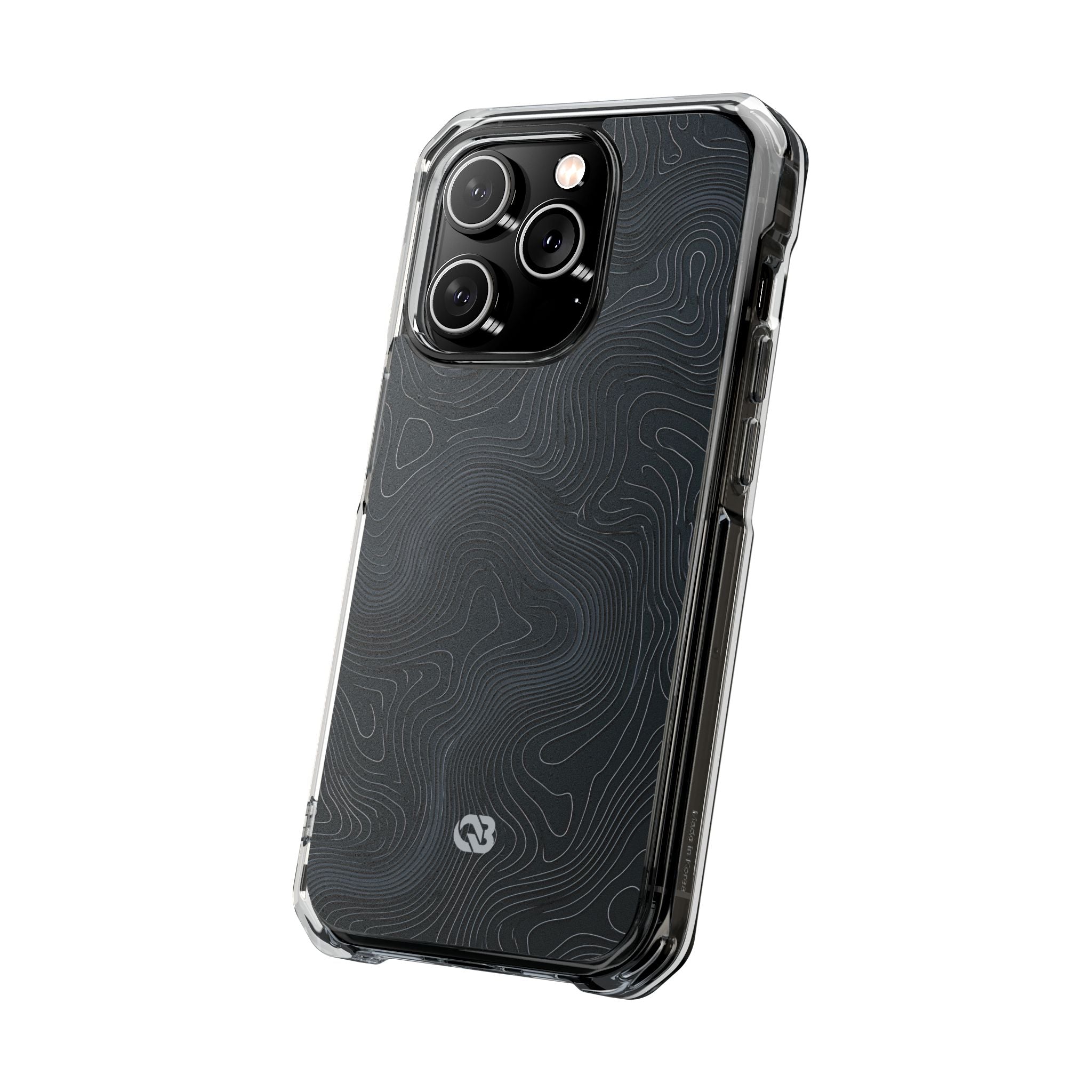 Black Impact MagSafe Phone Case for iPhone - Obsidian Ridge Topo