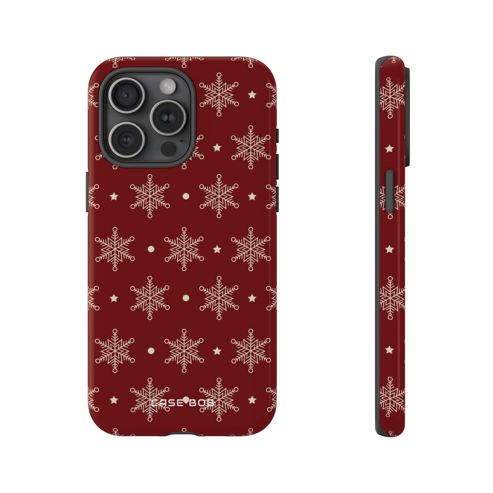 Cream Snowflake Crimson iPhone 15 Pro Max Skal - Tough
