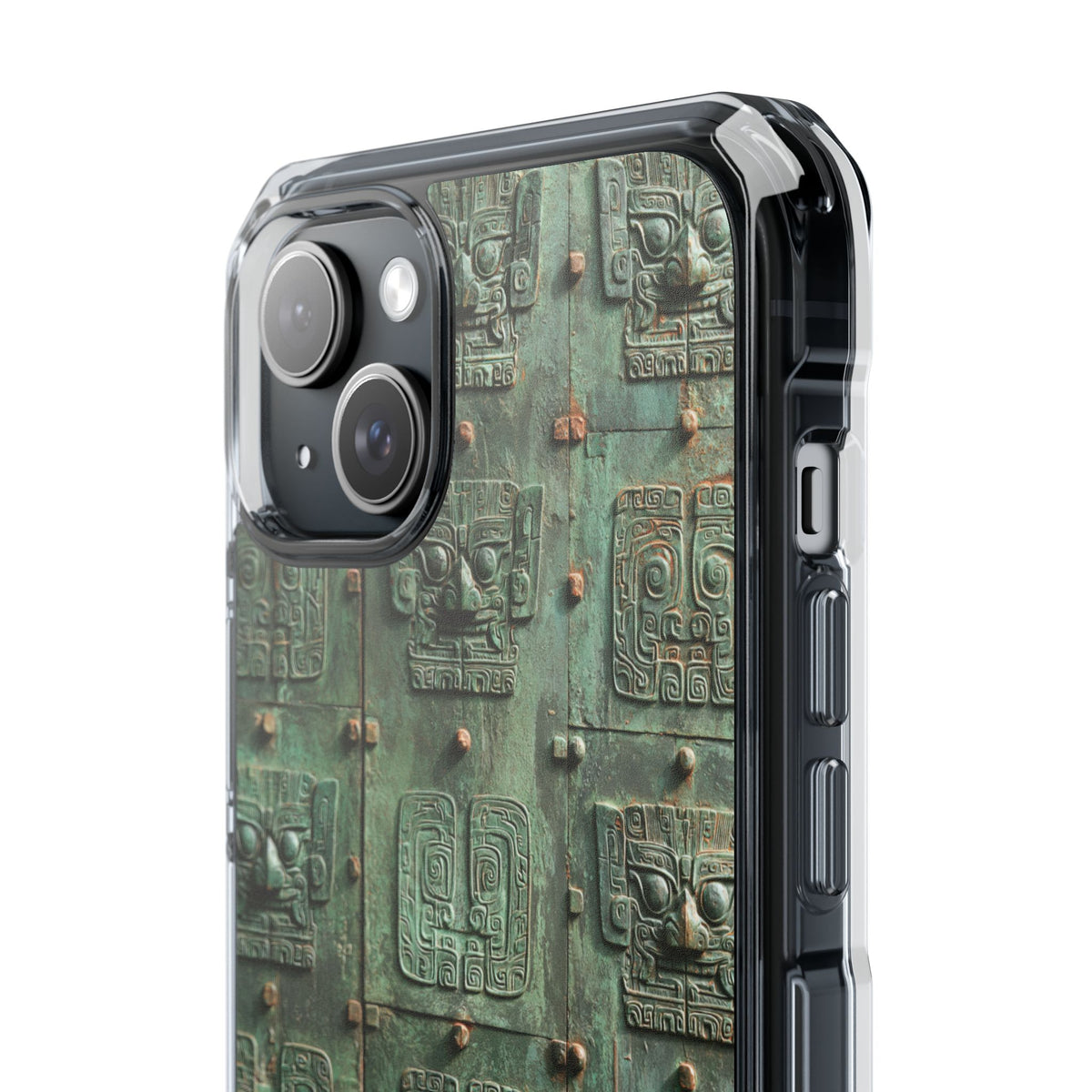 Dynastic Bronze Relief · Clear Impact Magnetic Phone Case for iPhone · Green