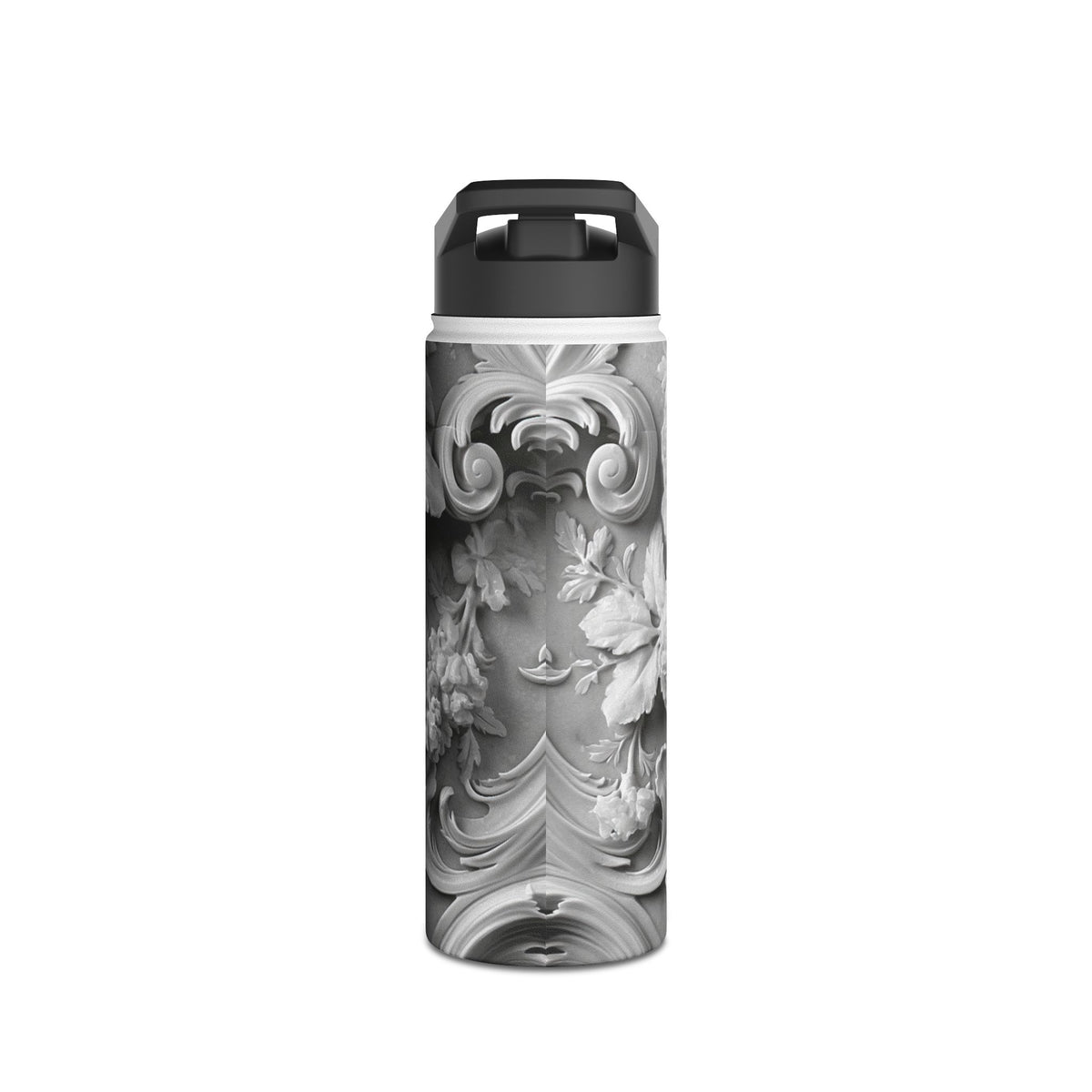 Rococo Marble Rose · Insulated Water Bottle · White
