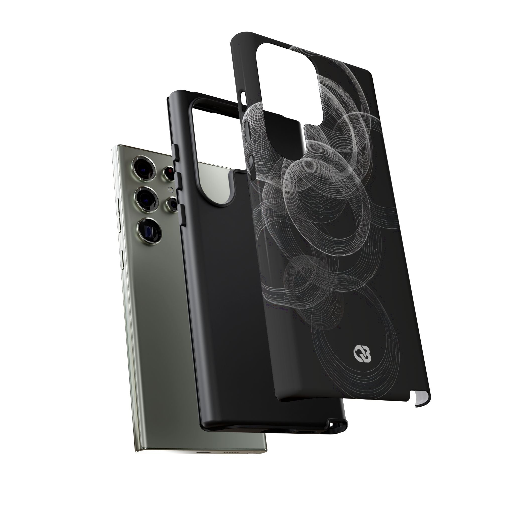 Black Tough Phone Case for Samsung - Kinetic Wireframe Orbit