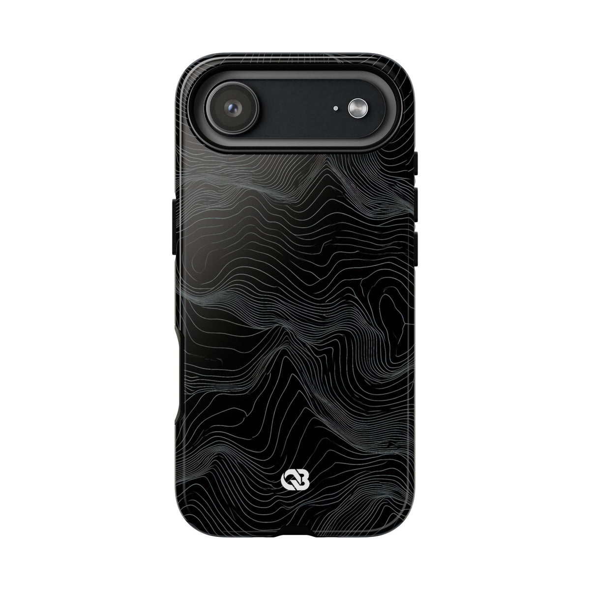 Black Tough Phone Case for iPhone - Obsidian Topo Wireframe