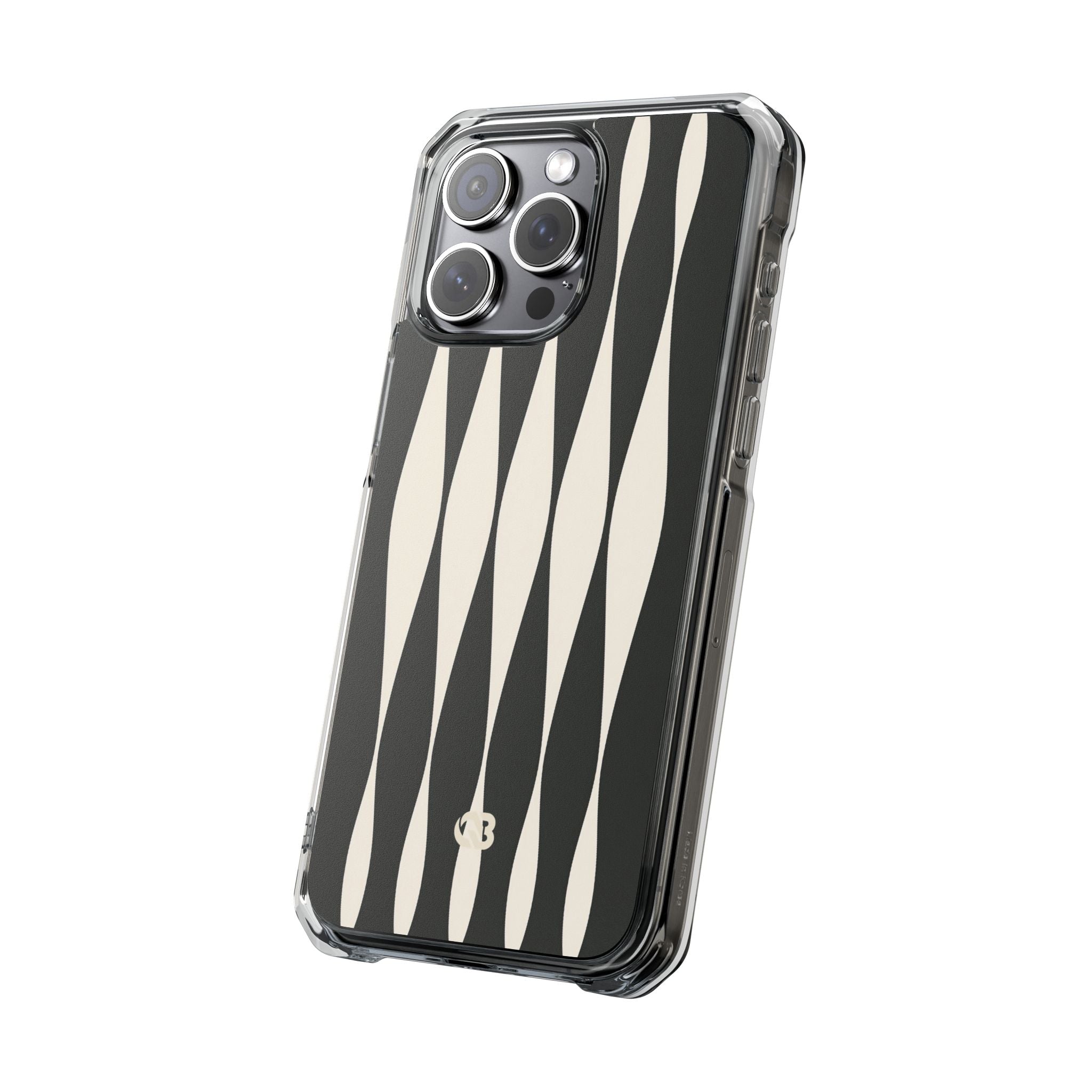 Black Impact MagSafe Phone Case for iPhone - Ivory Spindle Grid