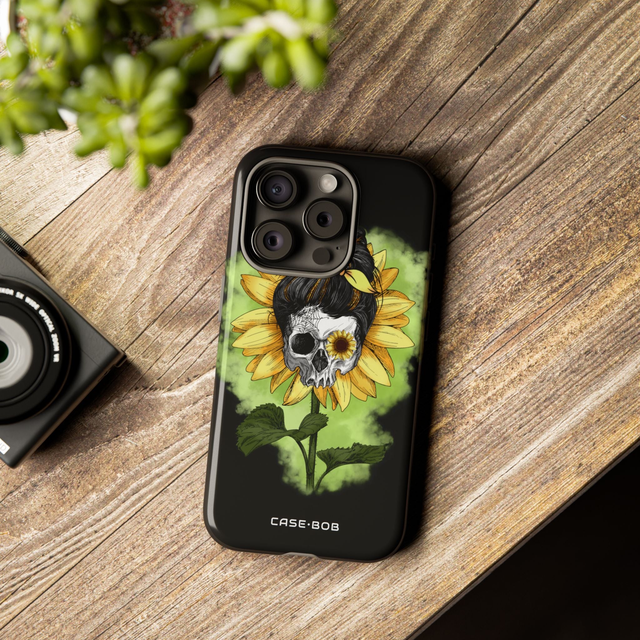 Zonnebloem schedel iPhone 15 Pro case - Tough