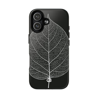 Black Tough 2.0 Magsafe Phone Case for iPhone - Bleached Leaf Lattice