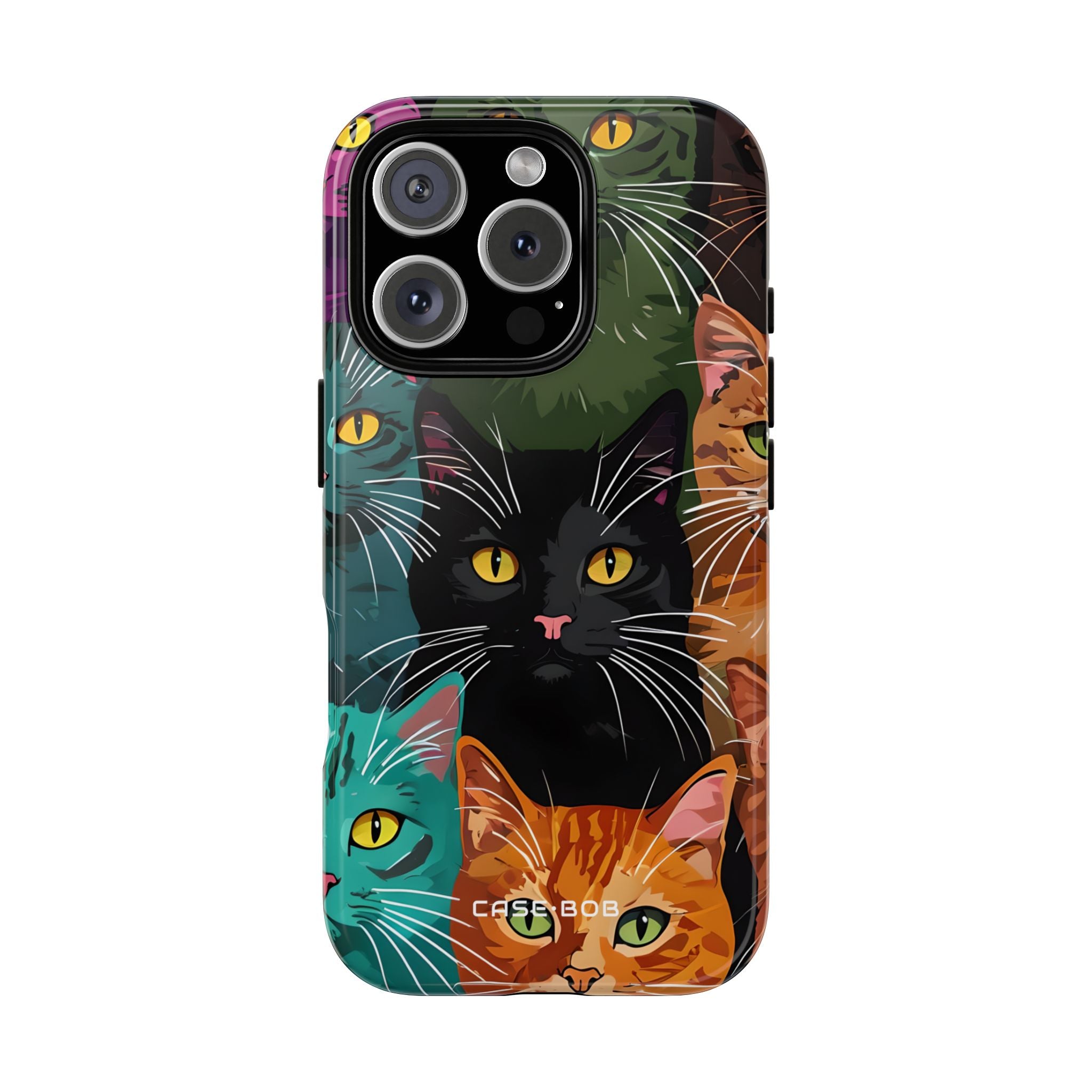 Cat Grid Teal iPhone 16 Pro Case - Tough
