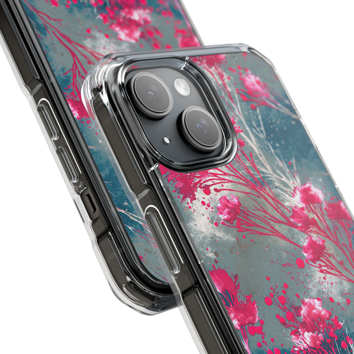 Cyber Blossom · Clear Impact Magnetic Phone Case for iPhone · Teal