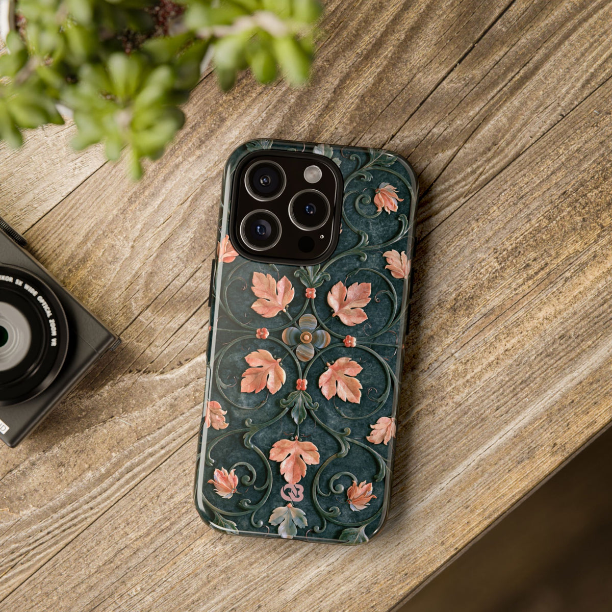 Florentine Rose Arabesque · Tough Phone Case for iPhone · Green