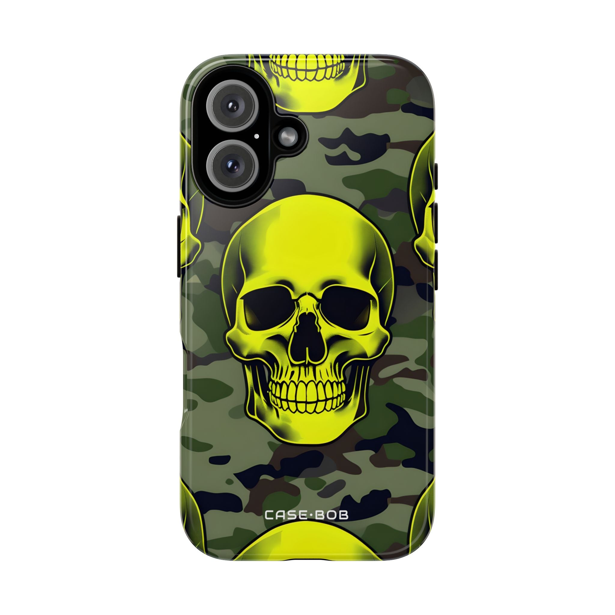 Neon Skull Camo iPhone 16 Skal - Tough