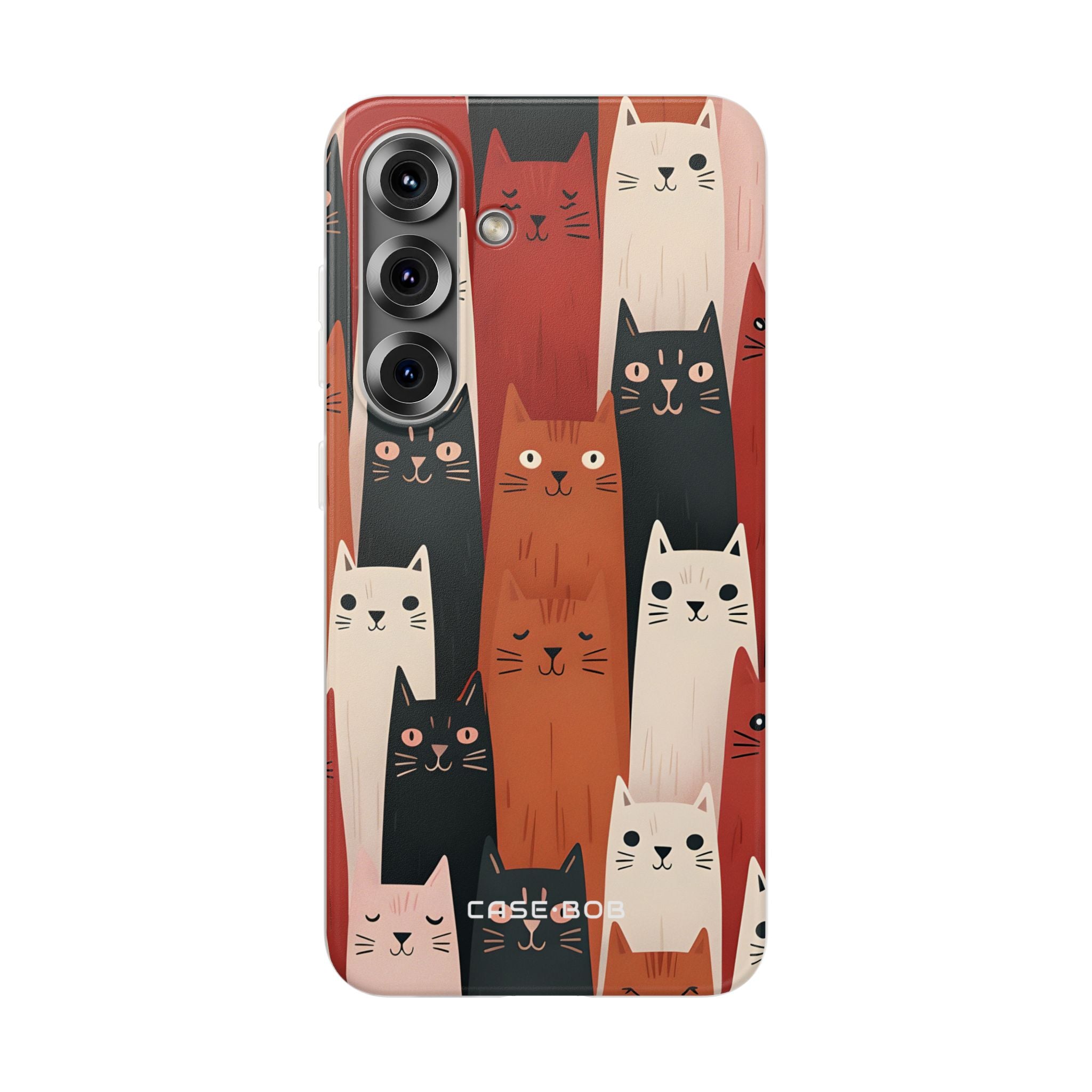 Elongated Cats Black Samsung S25 Case - Soft