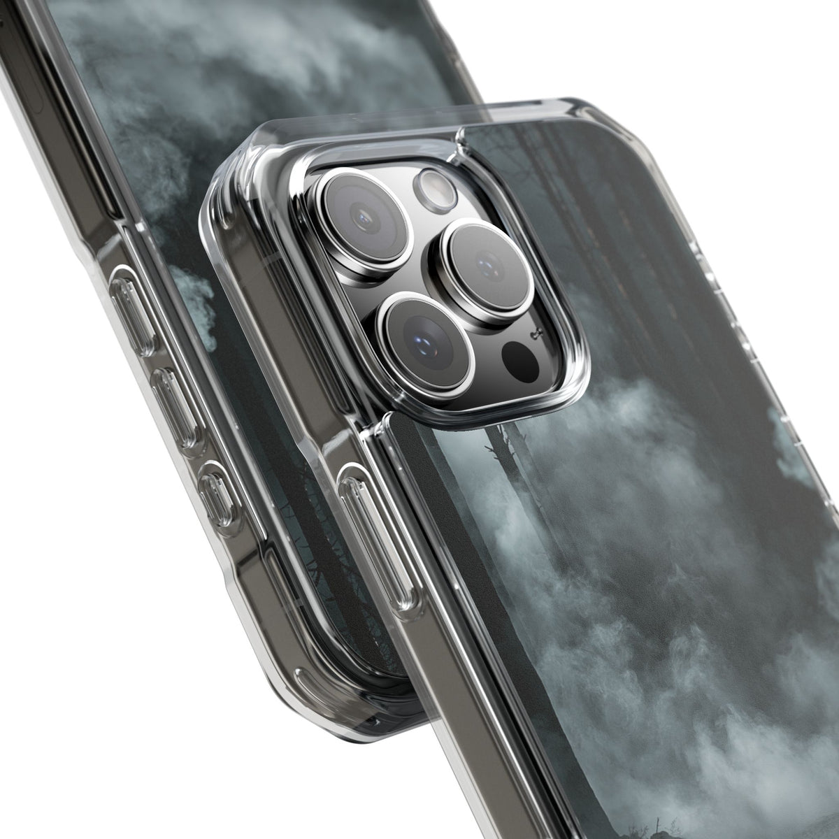 Shadowed Pine Mist · Clear Impact Magnetic Phone Case for iPhone · Black