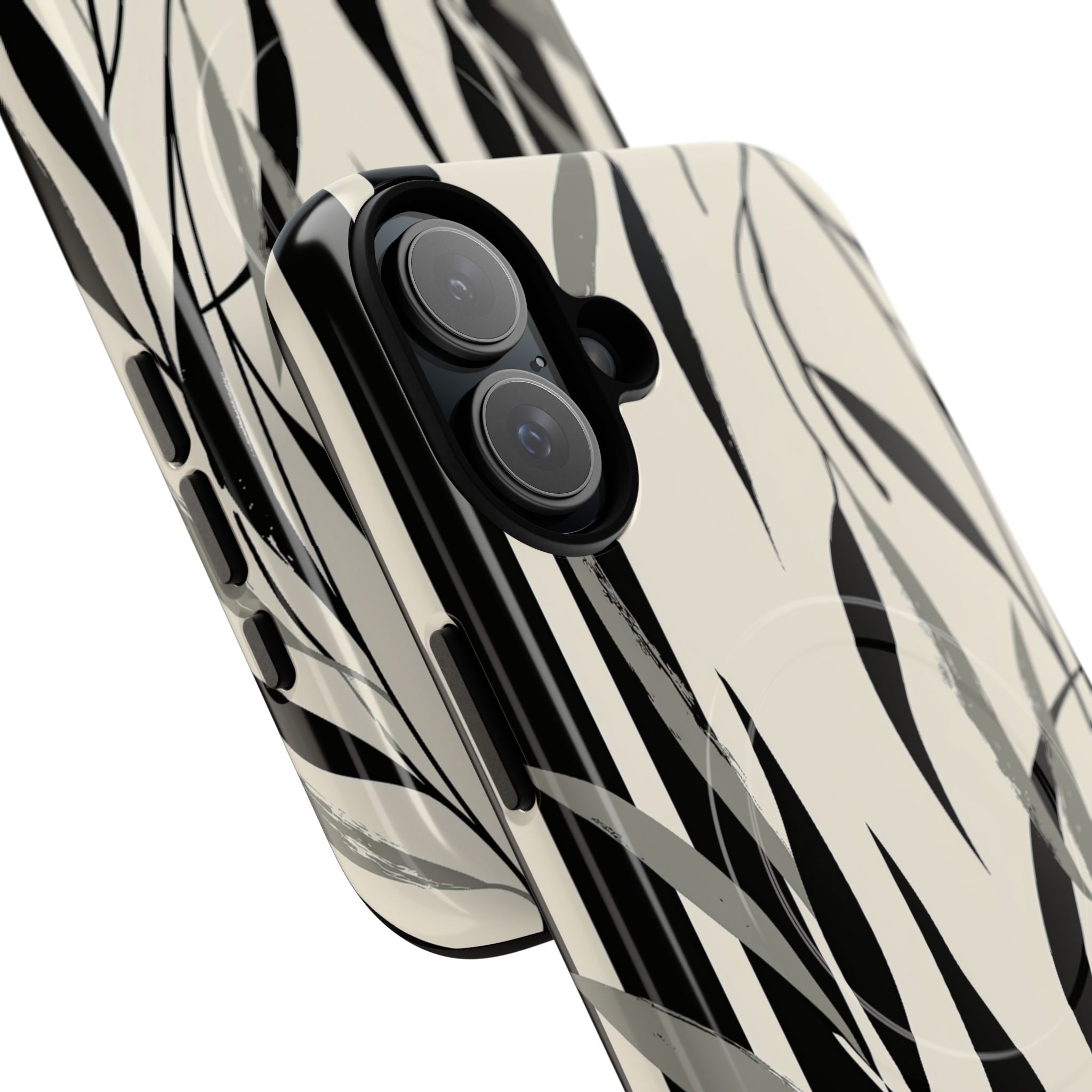 Beige Tough 2.0 Magsafe Phone Case for iPhone - Soot Leaf Sketch