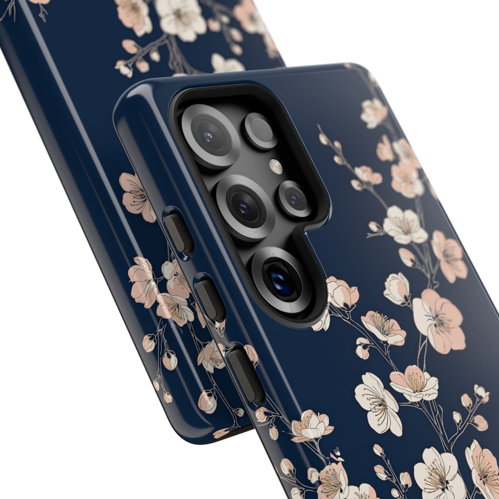 Blue Tough Phone Case for Samsung - Midnight Peach Sakura