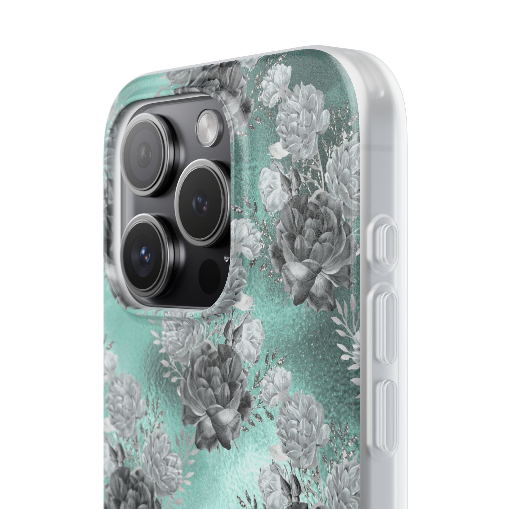 Frost Mint Floral · Soft Handyhülle für iPhone