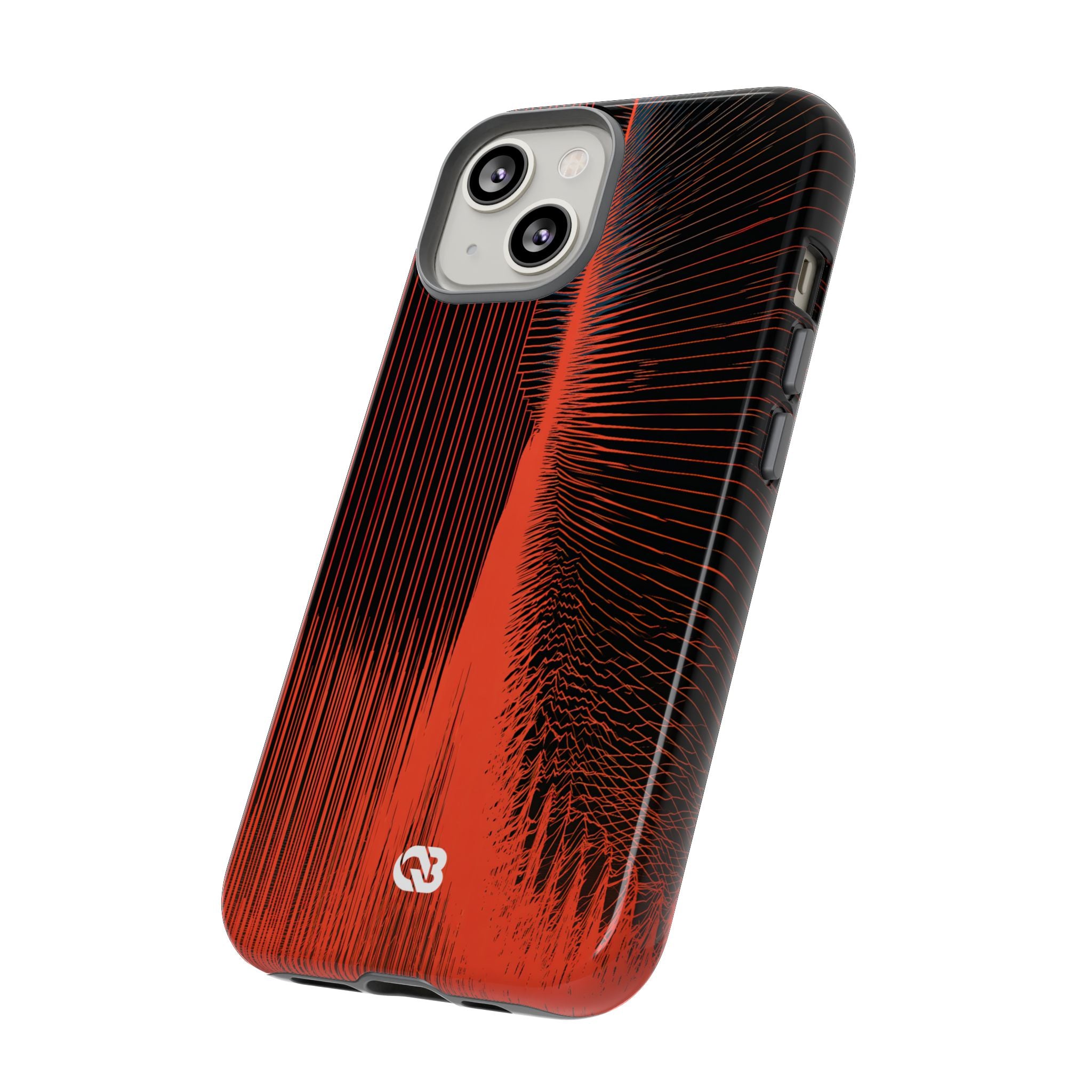 Red Tough Phone Case for iPhone - Crimson Frequency Pulse
