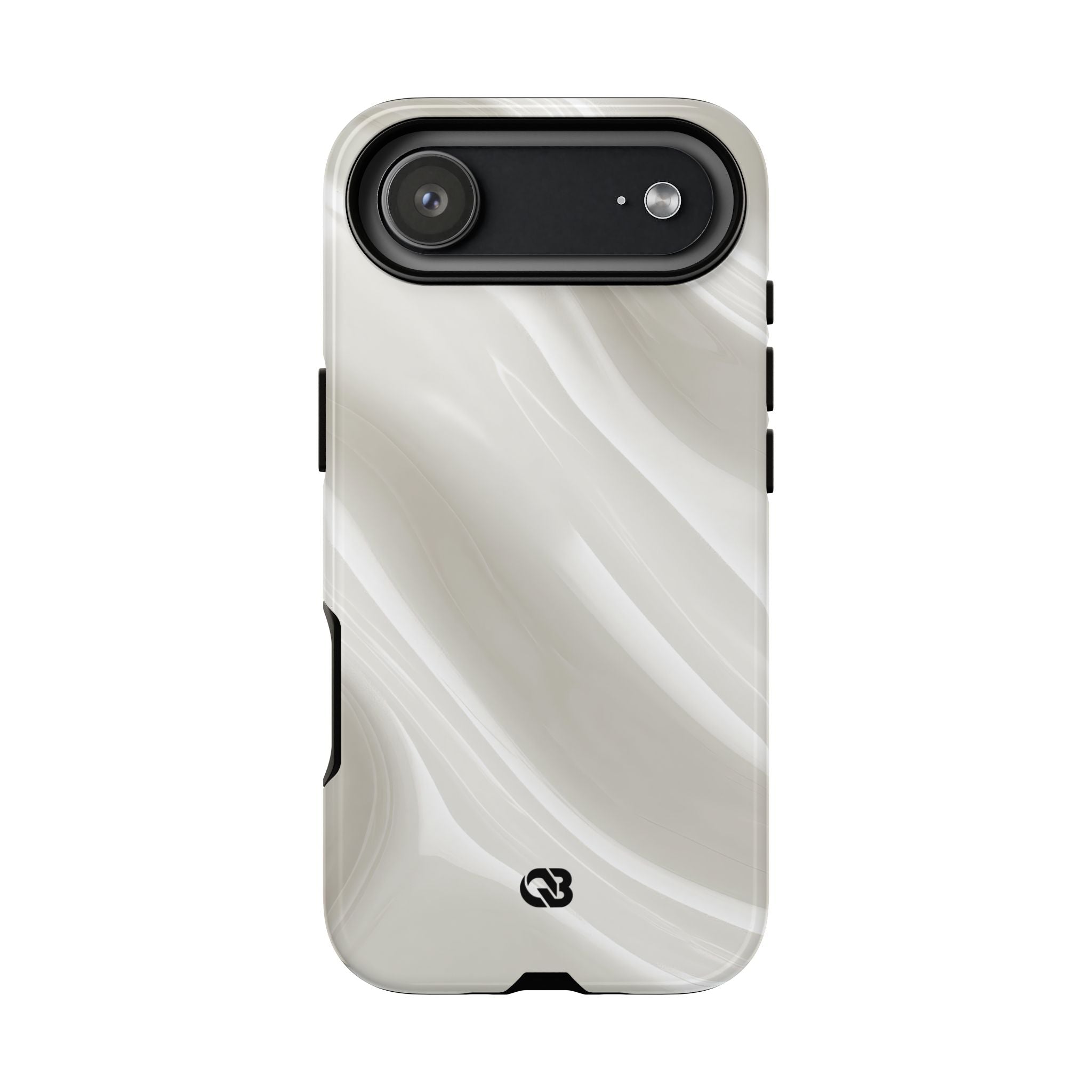 White Tough Phone Case for iPhone - Polished Ivory Wave