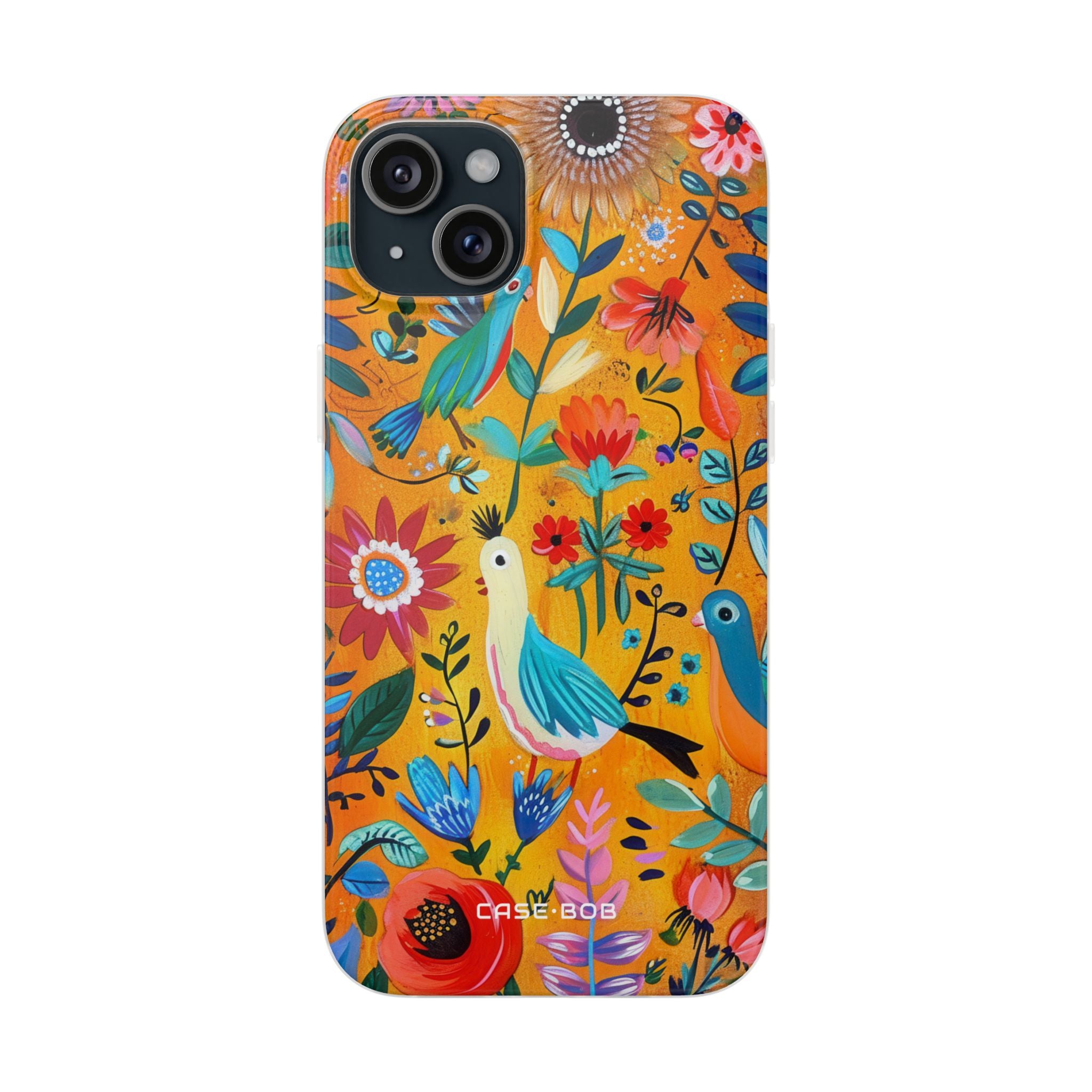 Bunte Vögel Blühen iPhone 15 Plus Case - Soft