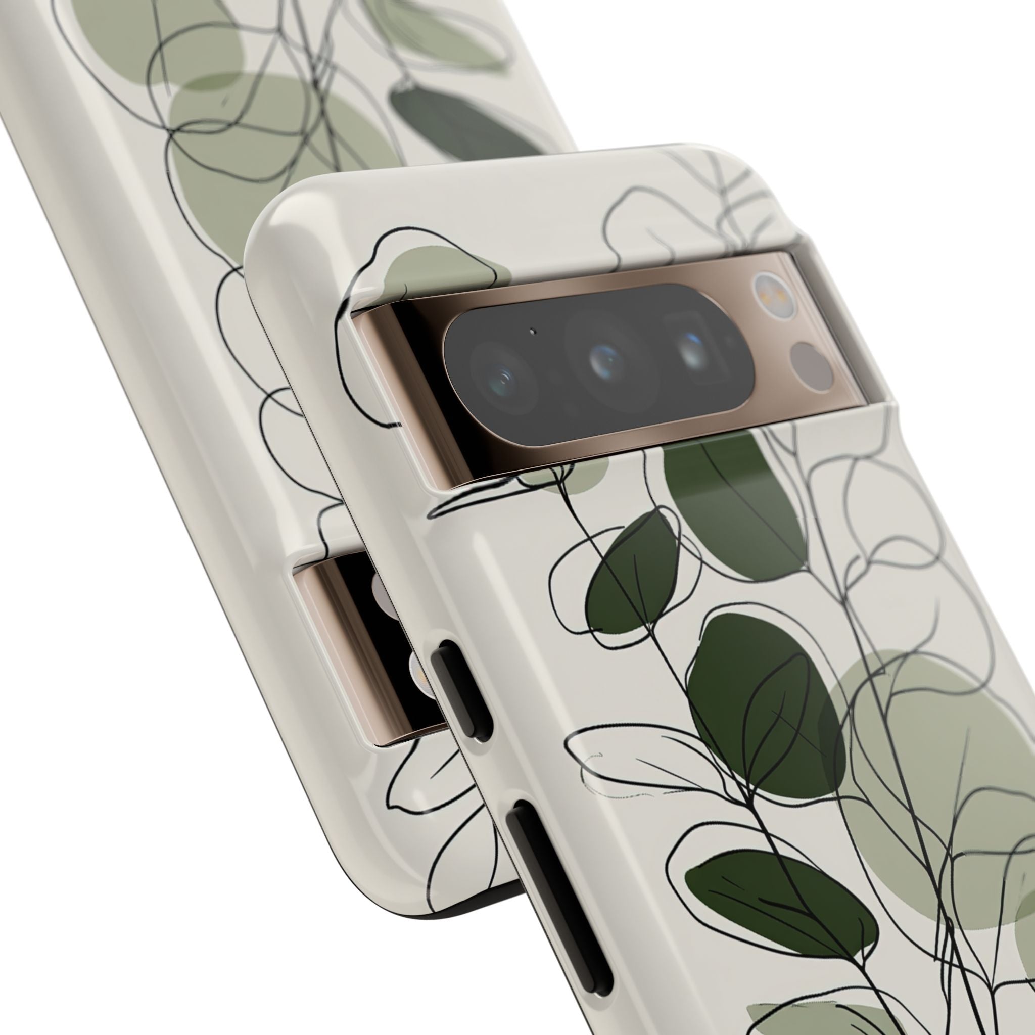 Green Tough Phone Case for Google Pixel - Muted Eucalyptus Sketch