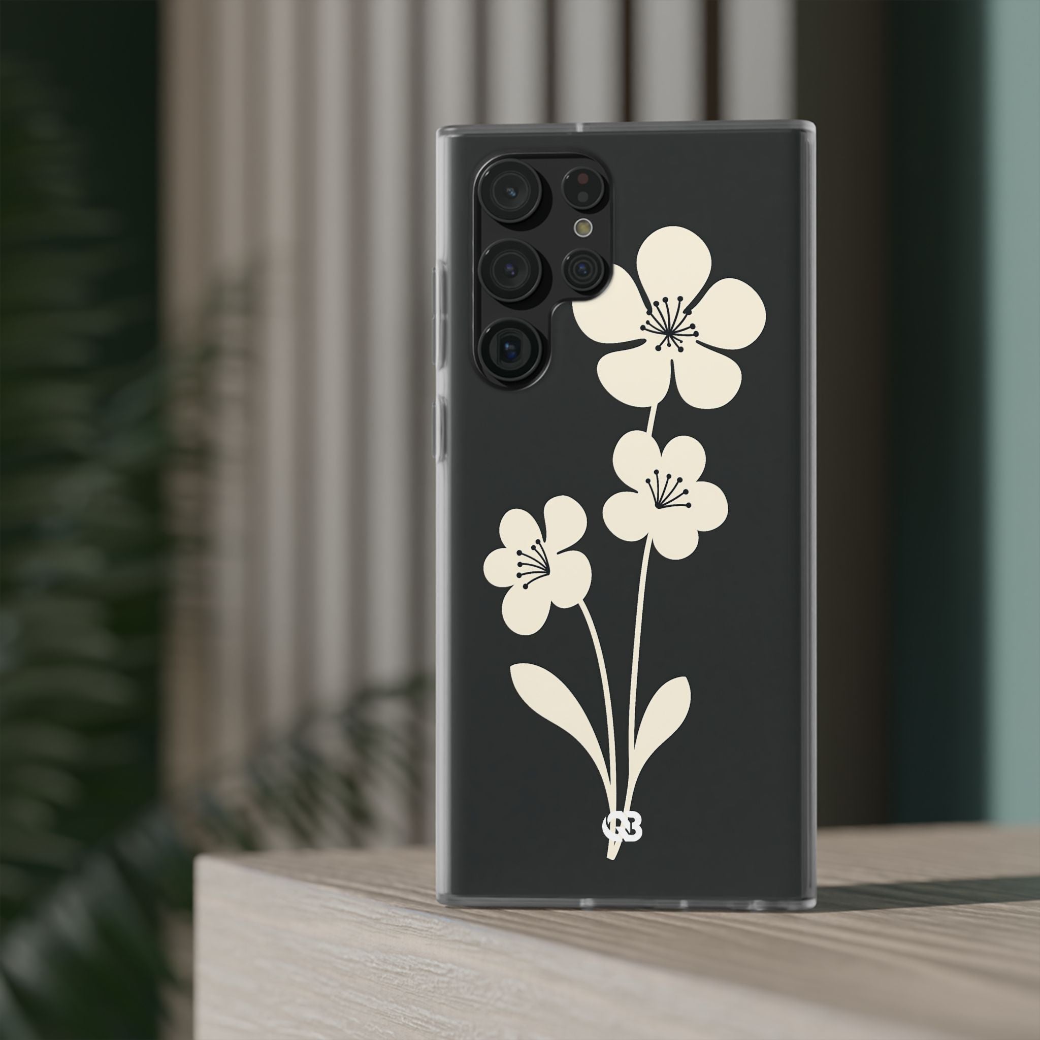Black Lite Phone Case for Samsung - Obsidian Cream Bloom