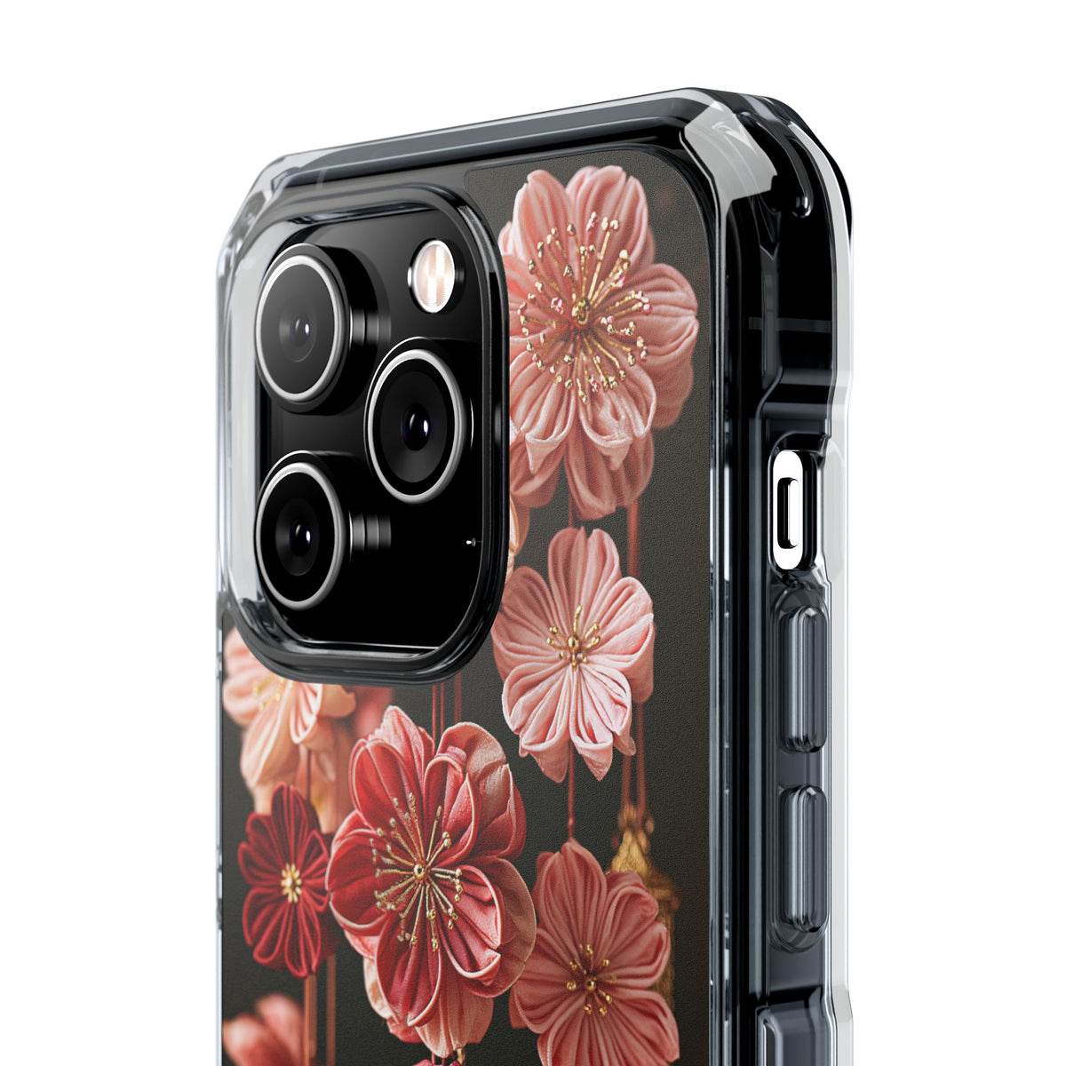 Silk Blossom Kanzashi · Clear Impact Magnetic Phone Case for iPhone · Pink