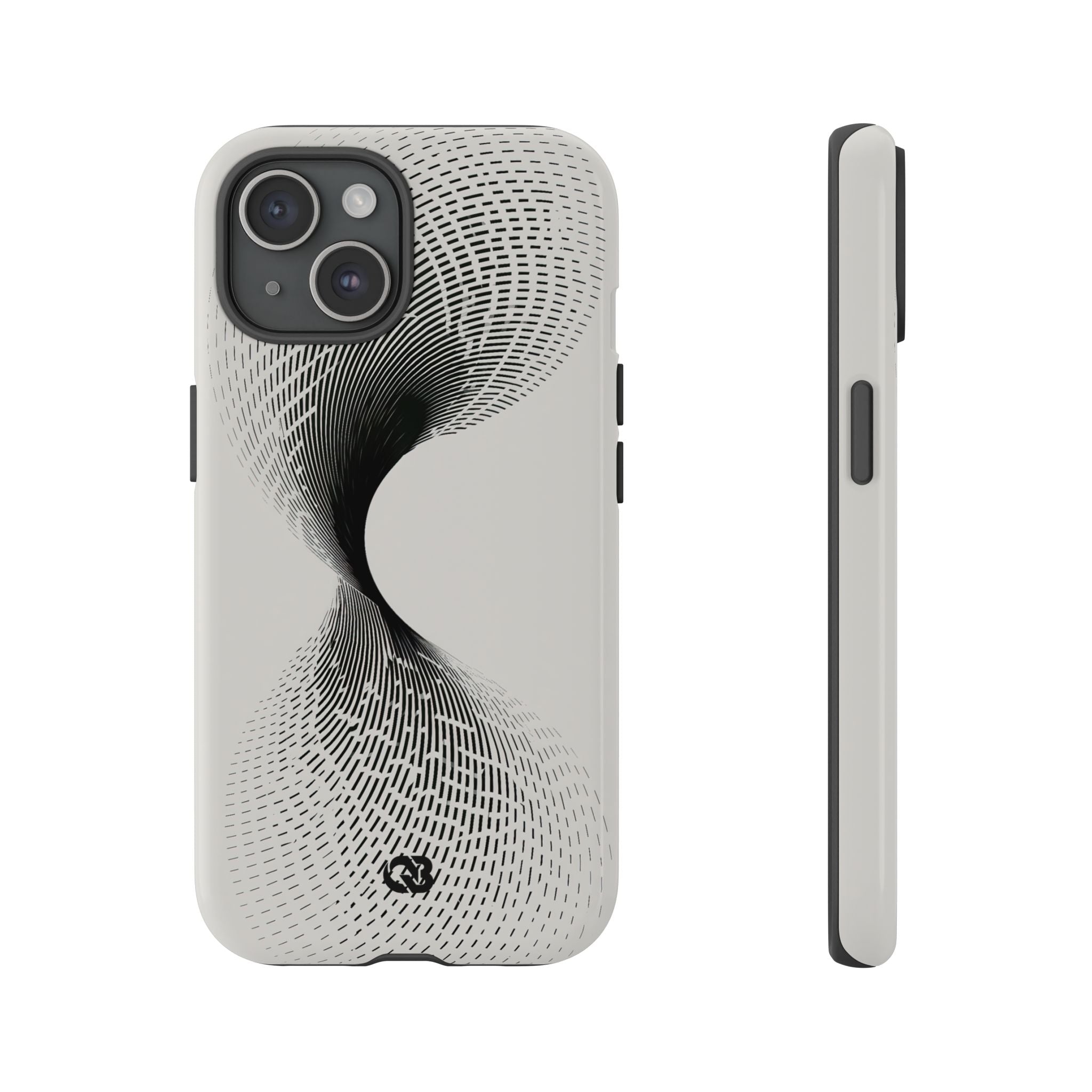 White Tough Phone Case for iPhone - Linear Torsion Grid