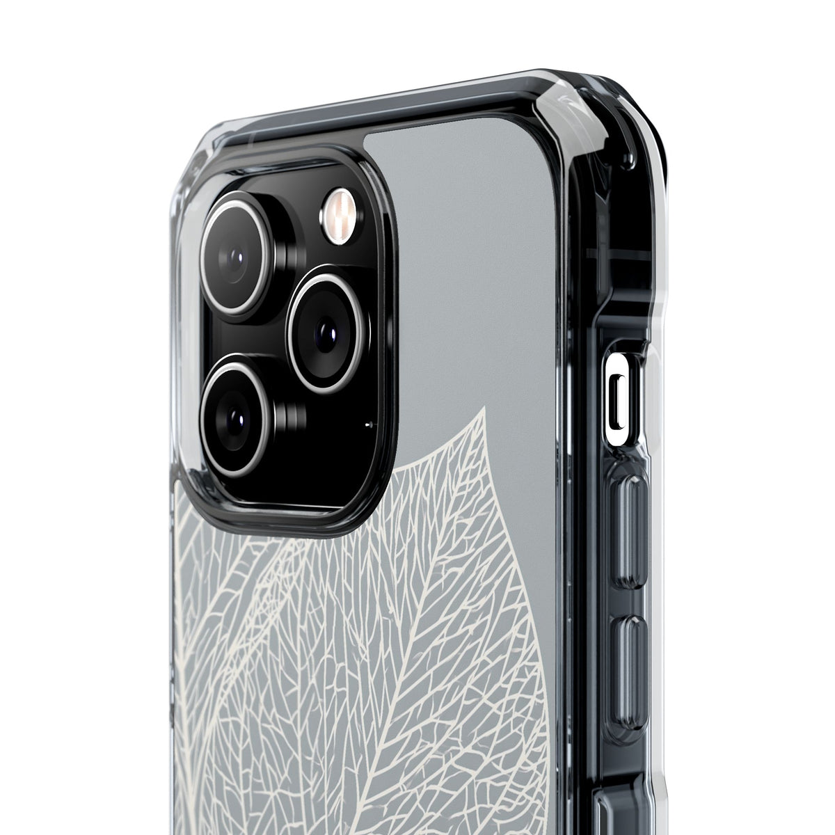 Minimal Leaf Skeleton · Clear Impact Magnetic Phone Case for iPhone · Grey
