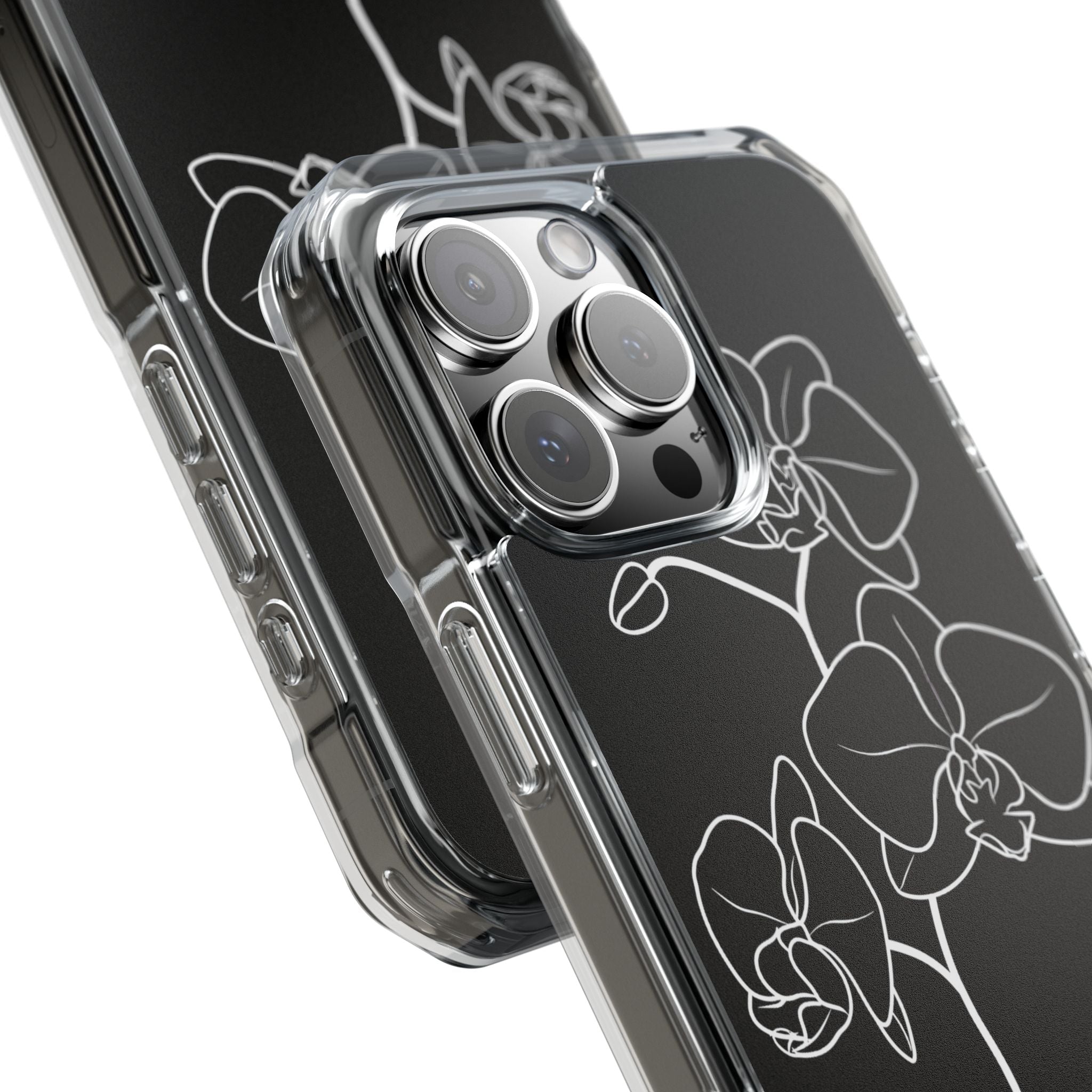 Black Impact MagSafe Phone Case for iPhone - Noir Alabaster Orchid