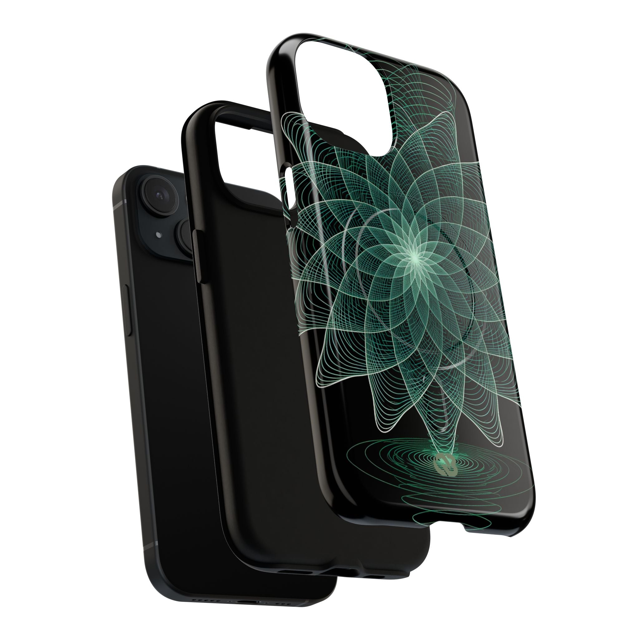 Green Tough 2.0 Magsafe Phone Case for iPhone - Cyan Signal Bloom