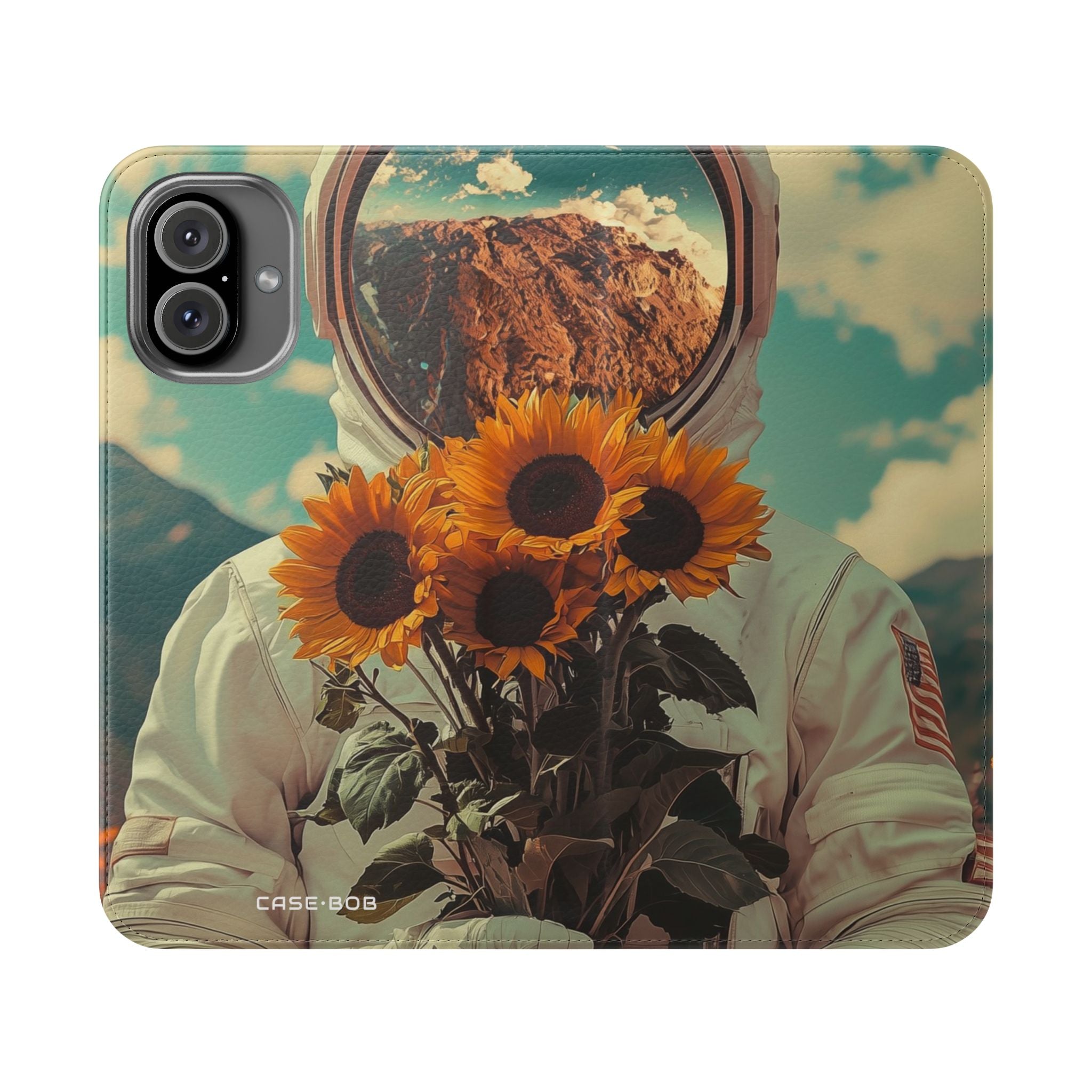 Auringonkukka Astronaut - iPhone 16 Plus -kotelo - Lompakko