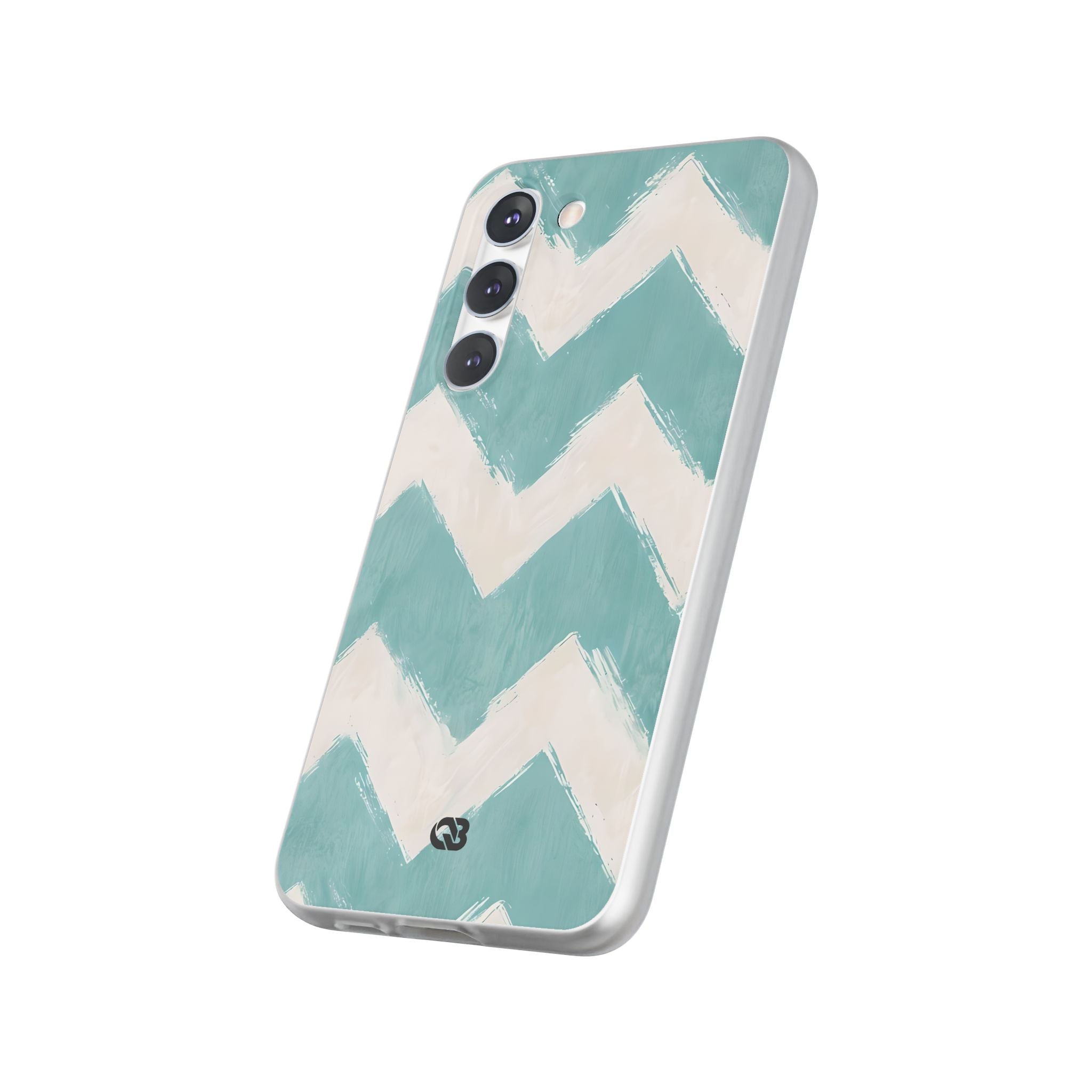 Teal Painted Chevron · Soft Phone Case for Samsung