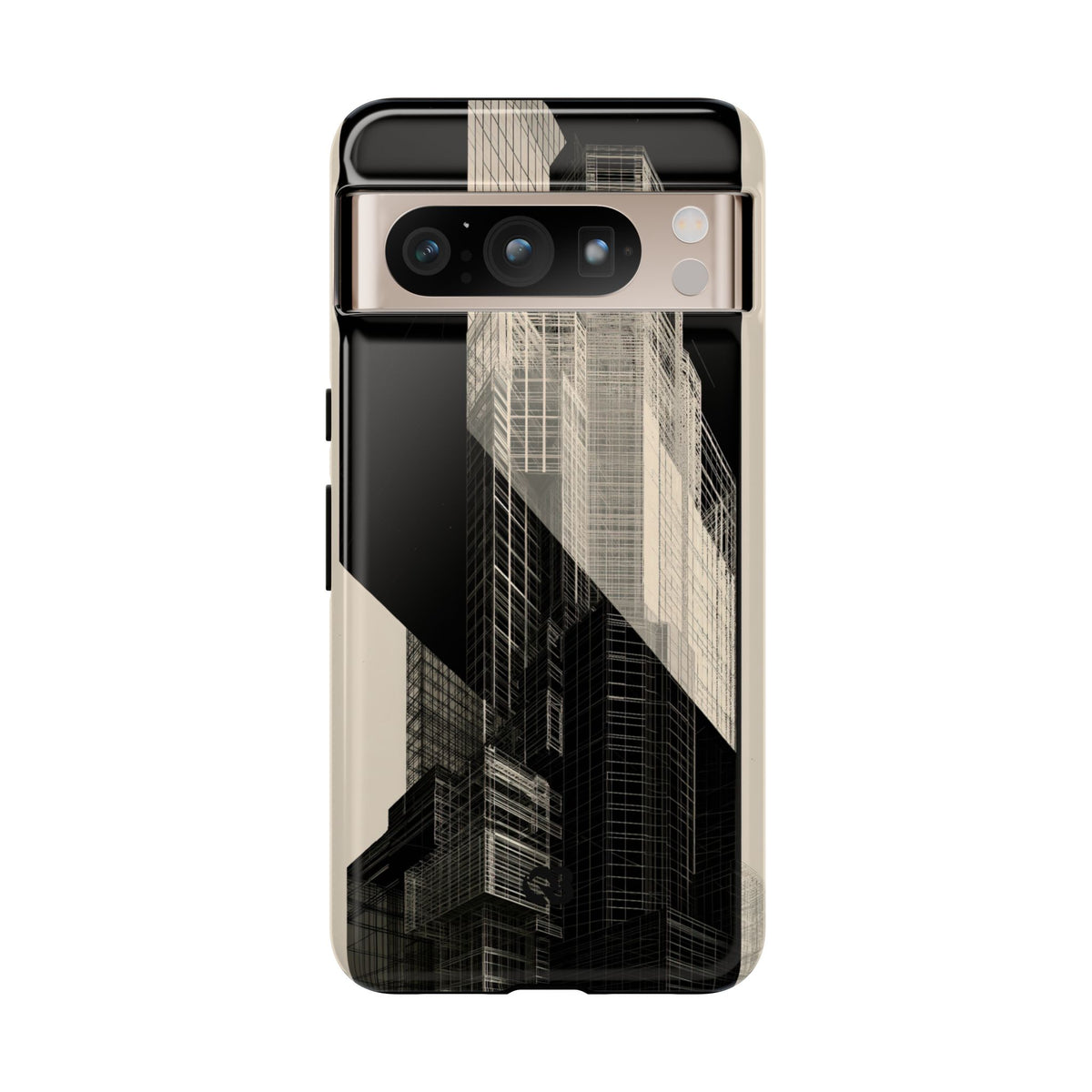 Beige Tough Phone Case for Google Pixel - Monolith Urban Grid