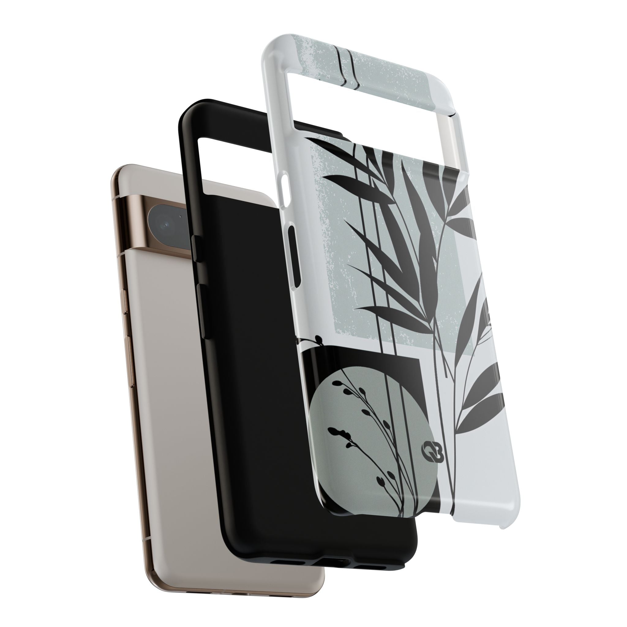 Grey Tough Phone Case for Google Pixel - Sage Bamboo Noir