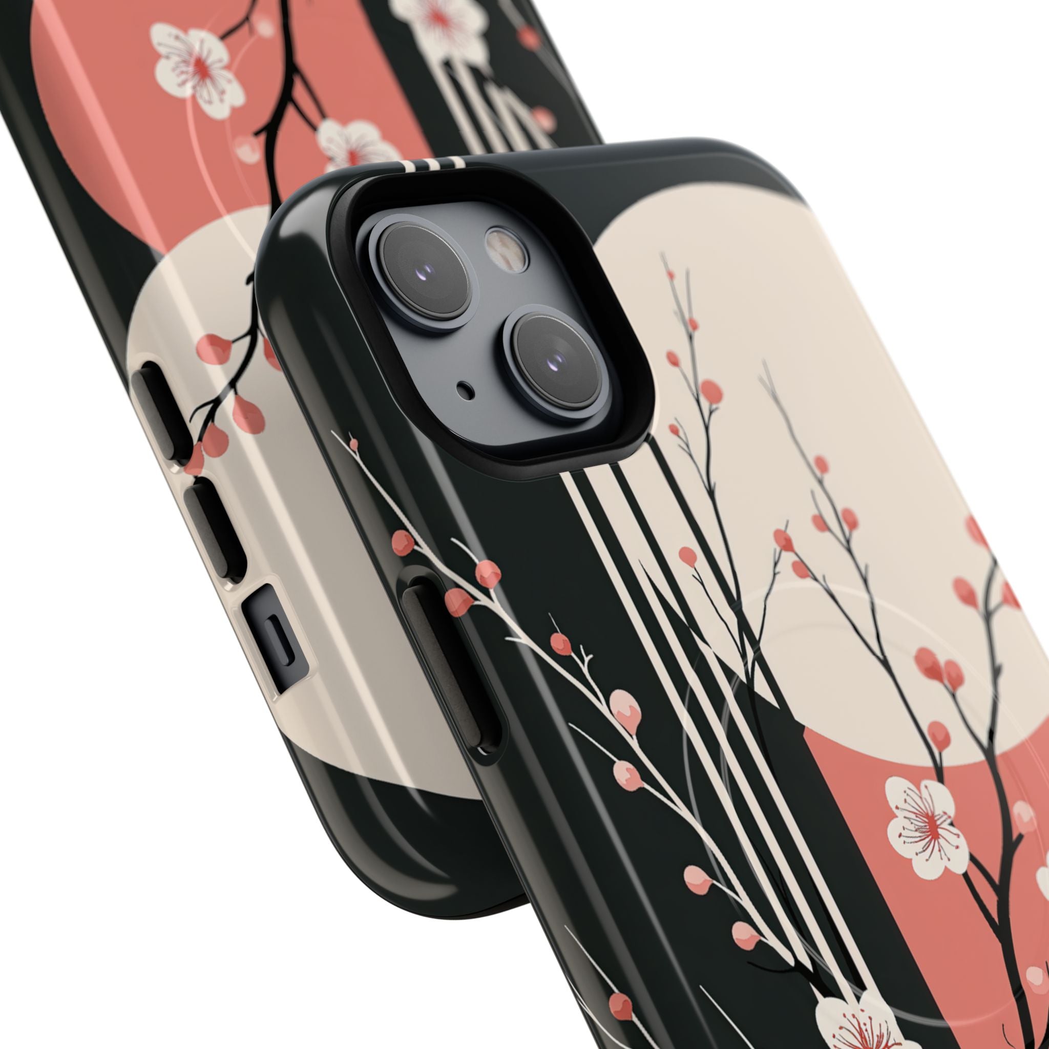 Black Tough 2.0 Magsafe Phone Case for iPhone - Kyoto Midnight Blossom