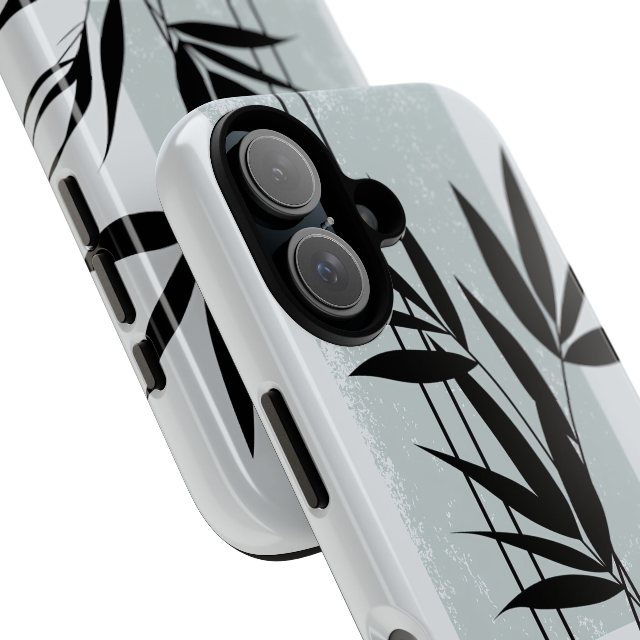 Grey Tough Phone Case for iPhone - Sage Bamboo Noir