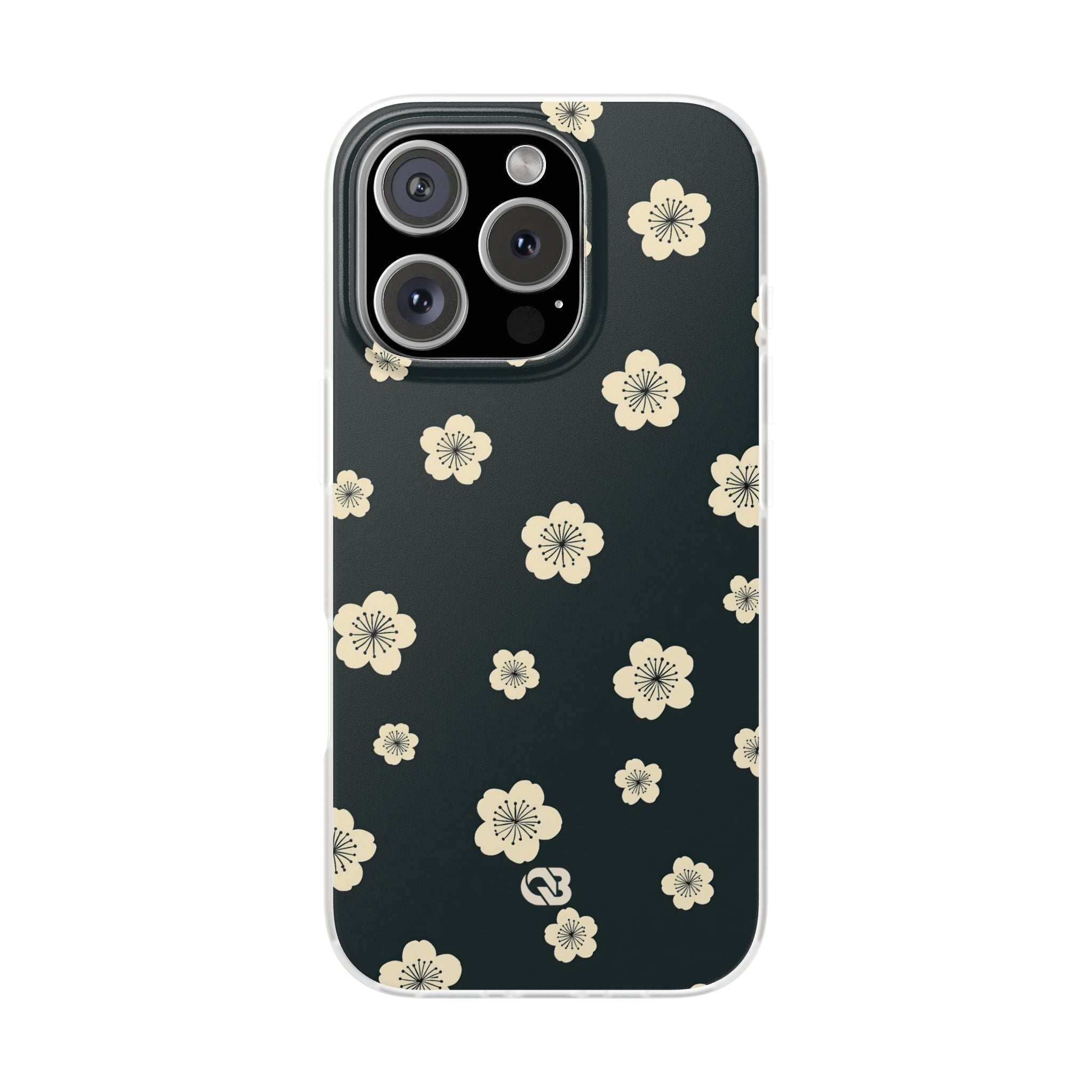 Teal Lite Phone Case for iPhone - Obsidian Cream Petals