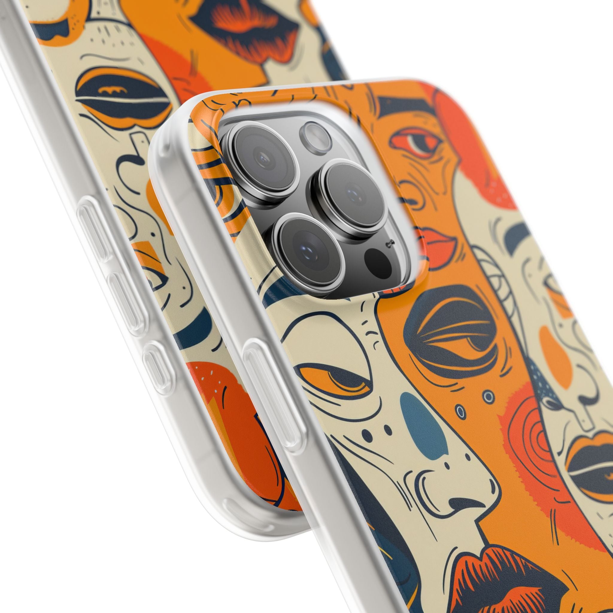 Tangled Faces Sunset iPhone 16 Pro Max -pehmeä suojakotelo