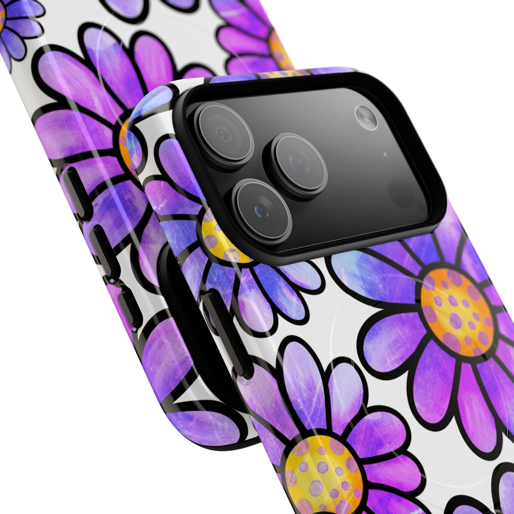 Violet Grunge Bloom · Tough+ Handyhülle für iPhone · Magsafe