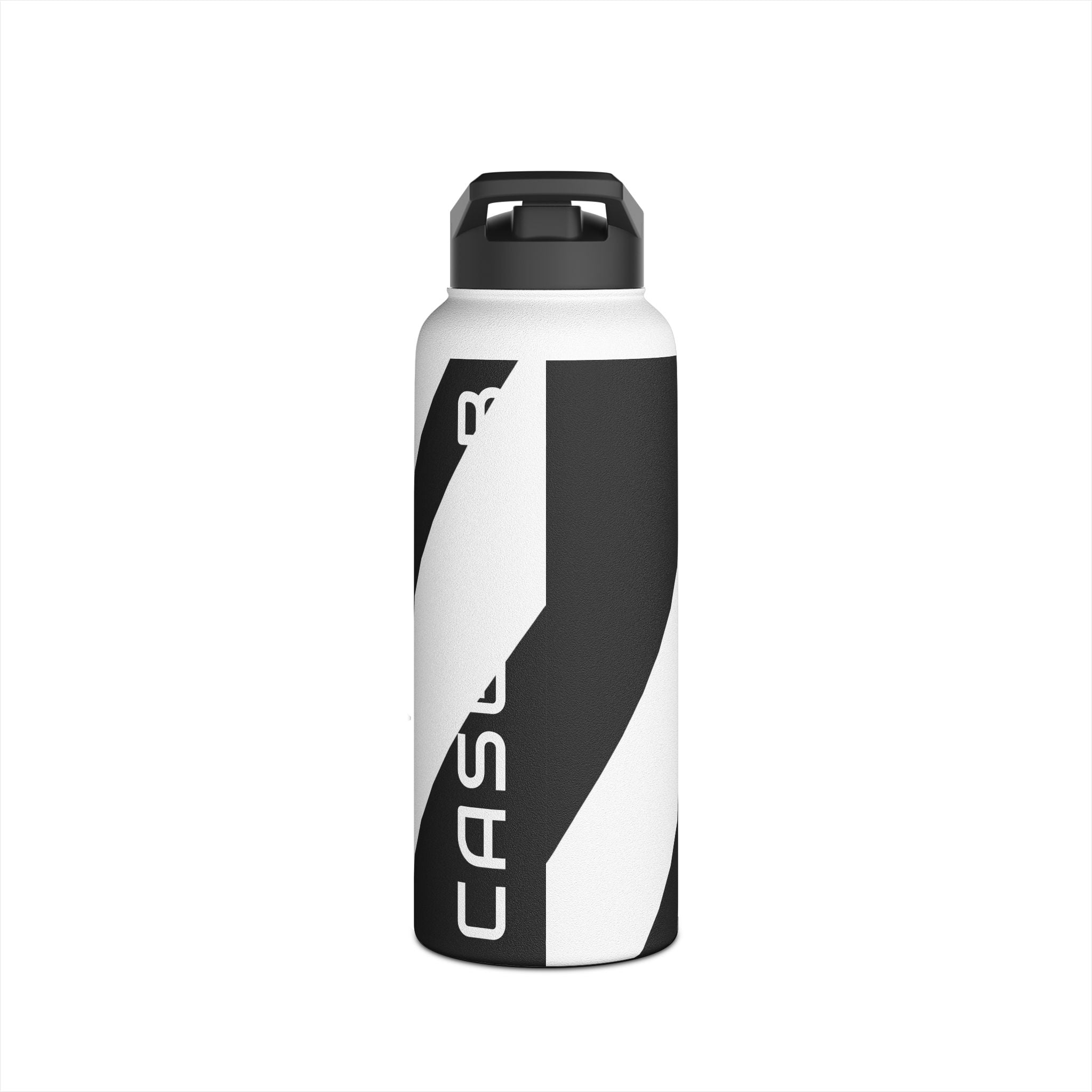 Diagonal Stripes BlackWhite - Stainless Steel Water Bottle