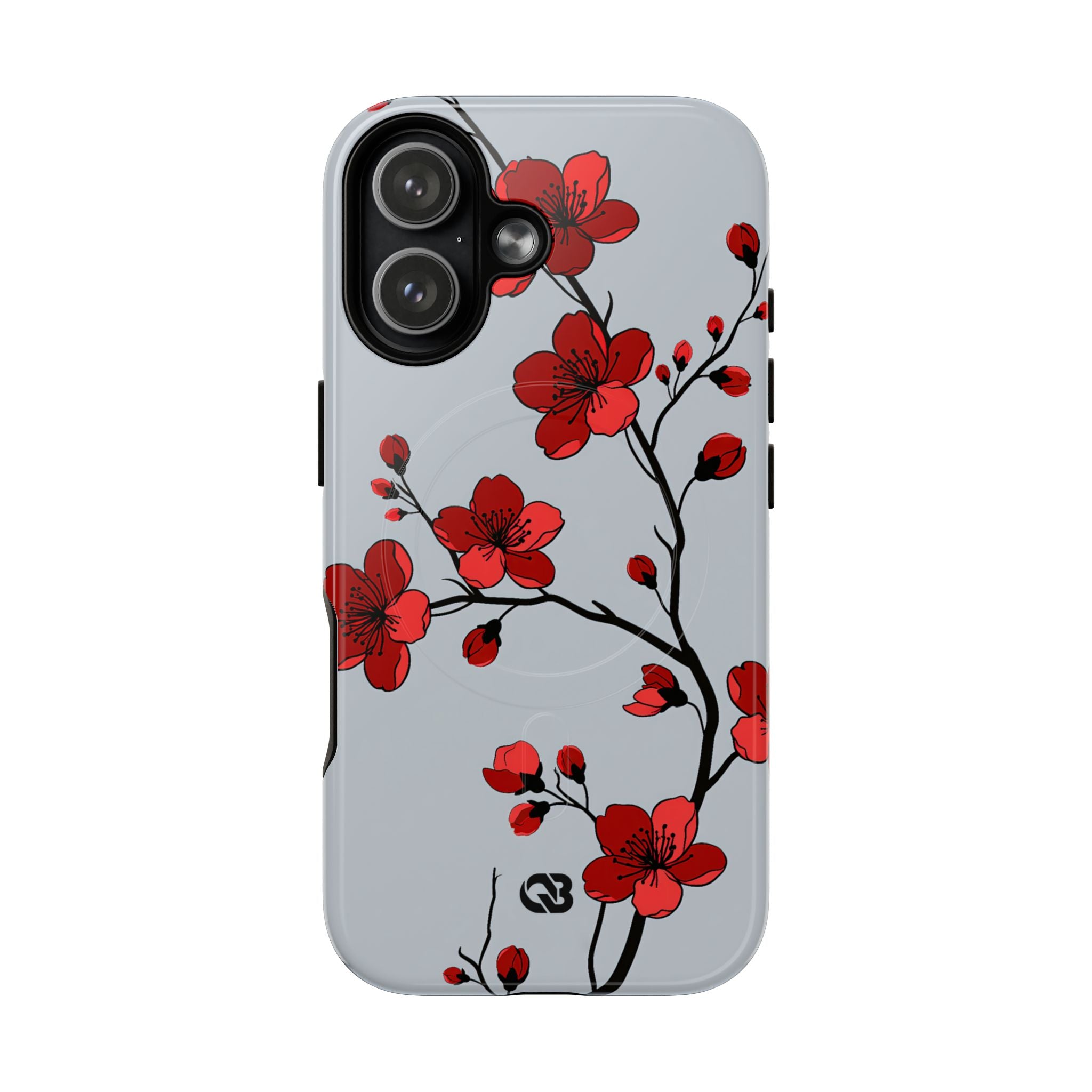 Grey Tough 2.0 Magsafe Phone Case for iPhone - Crimson Blossom Onyx