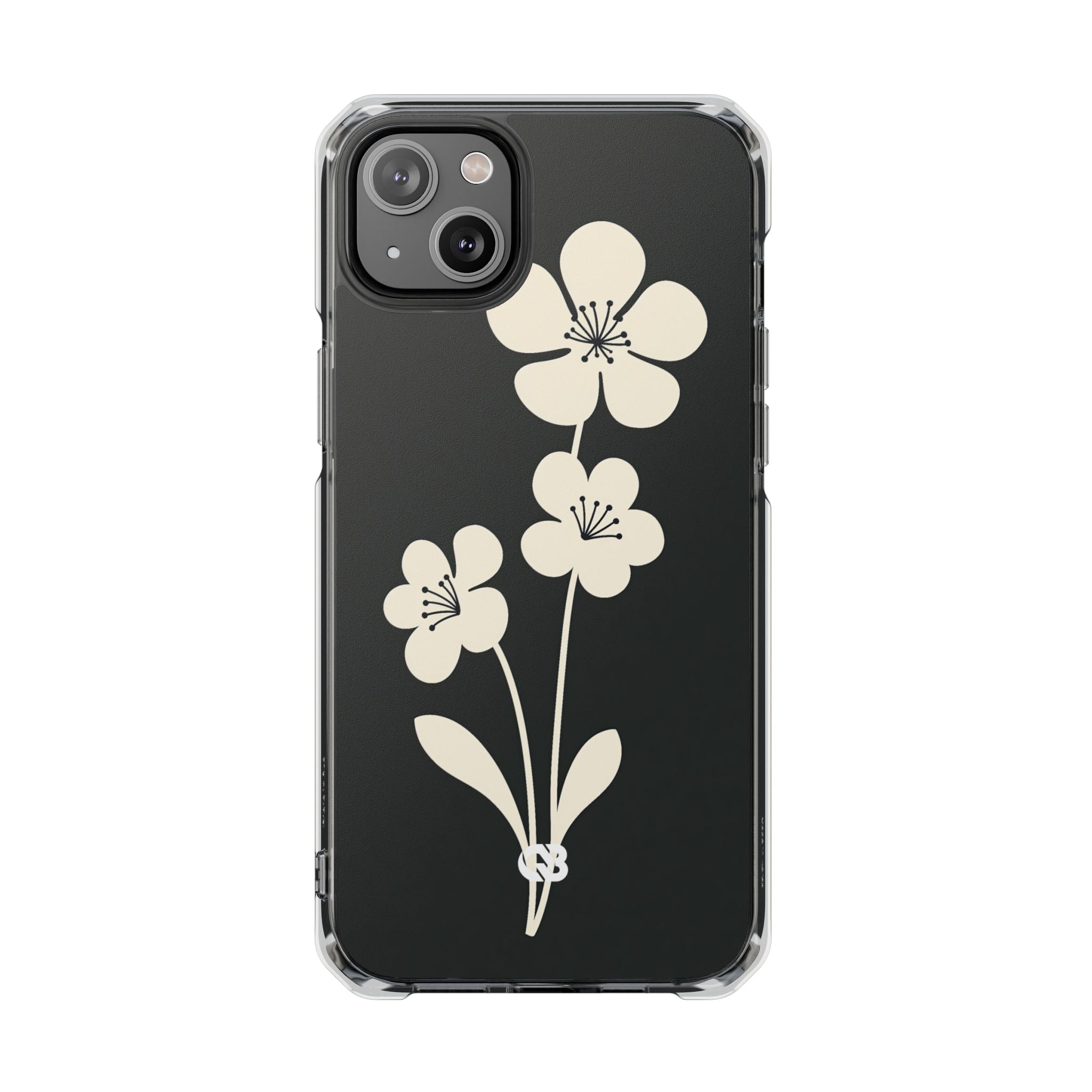 Black Impact MagSafe Phone Case for iPhone - Obsidian Cream Bloom