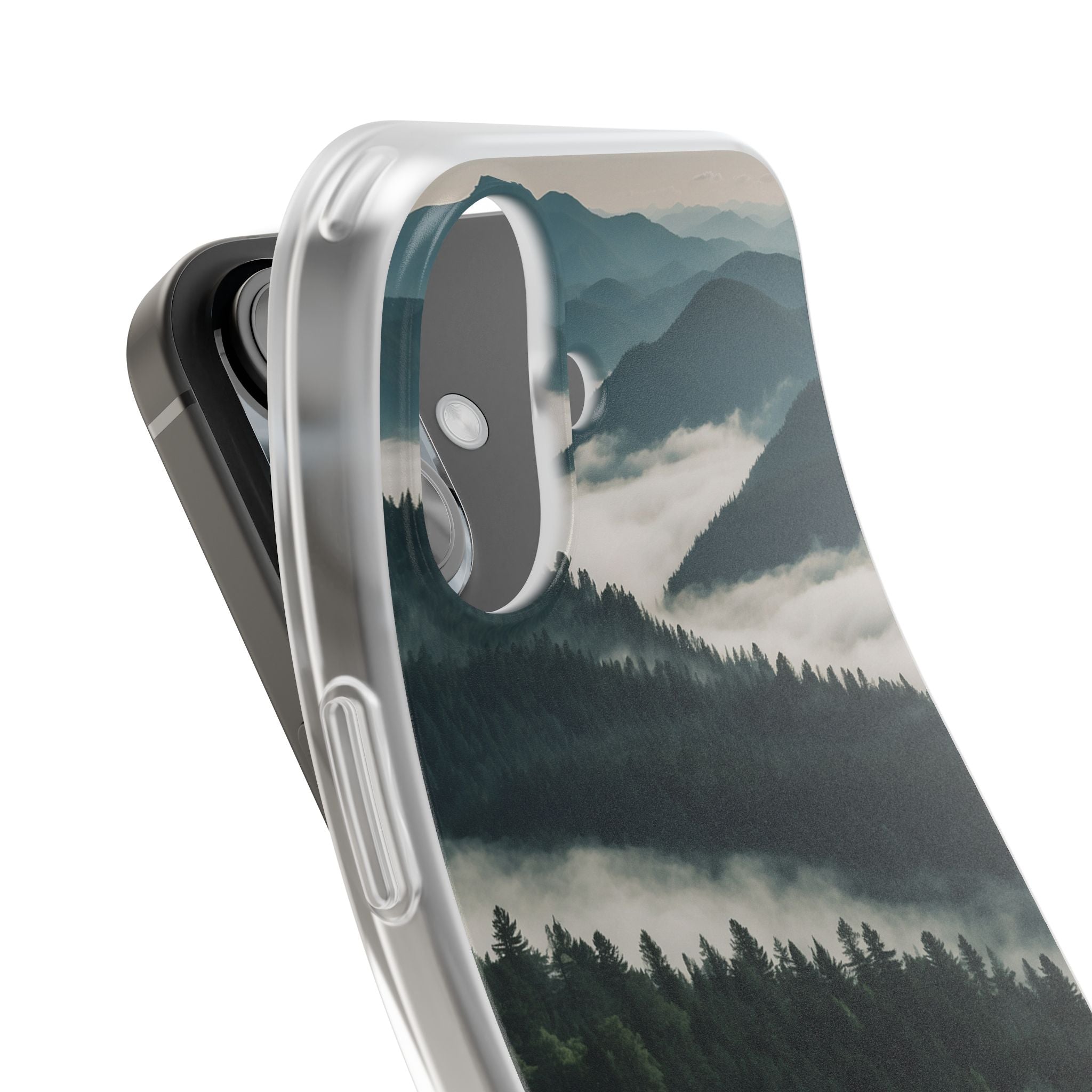 Misty Pine Peaks · Soft Hoesje voor iPhone