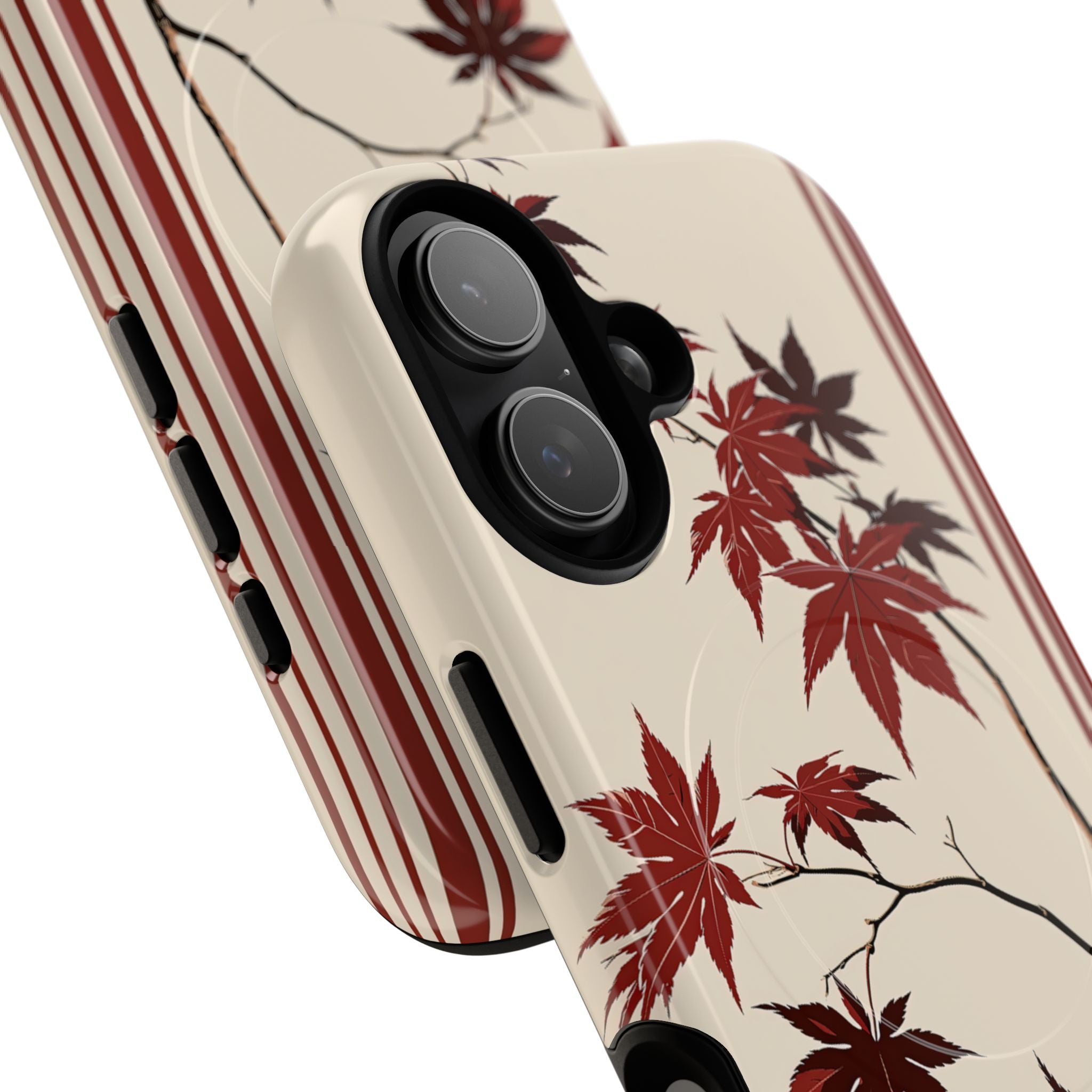 Red Tough 2.0 Magsafe Phone Case for iPhone - Crimson Momiji Stripe