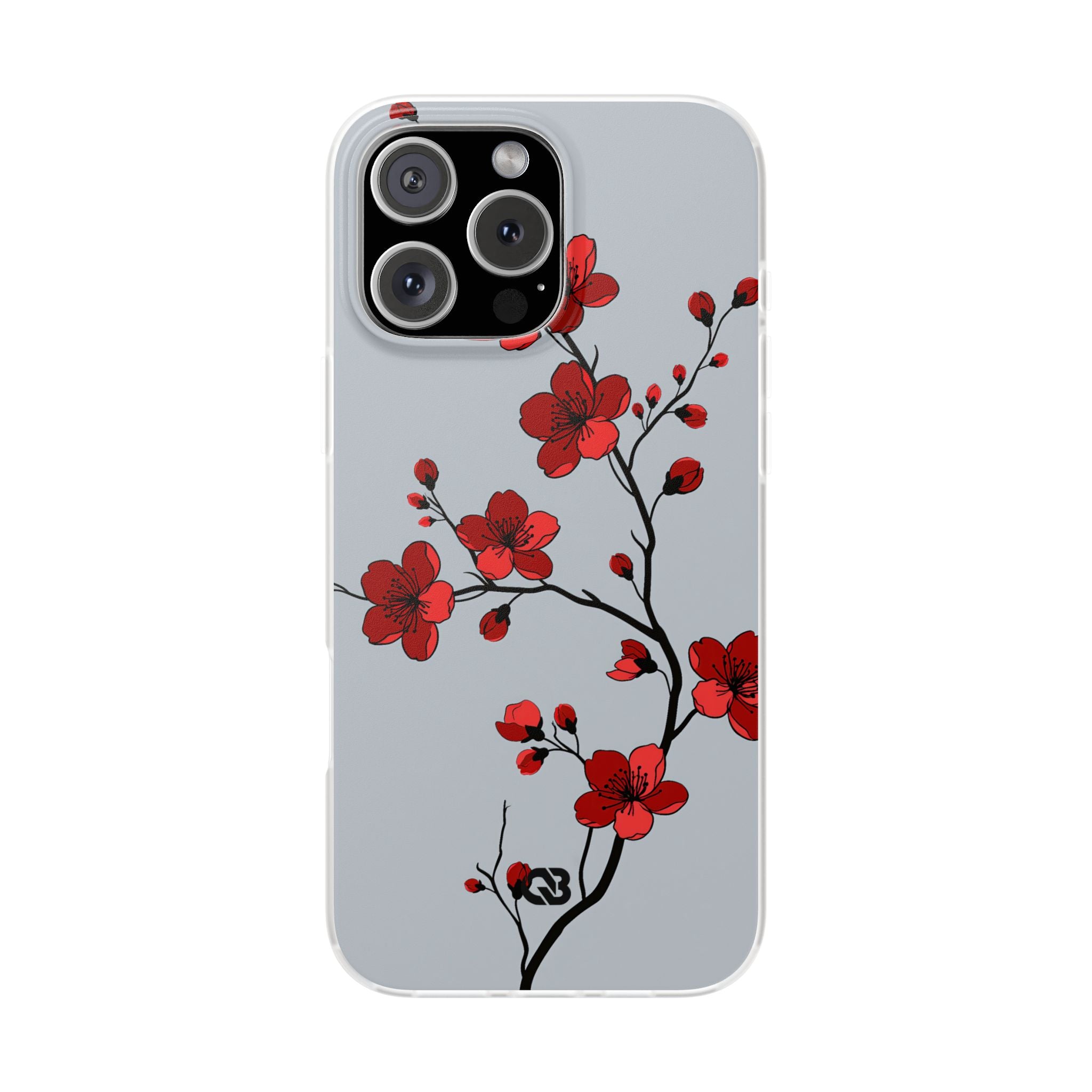 Grey Lite Phone Case for iPhone - Crimson Blossom Onyx