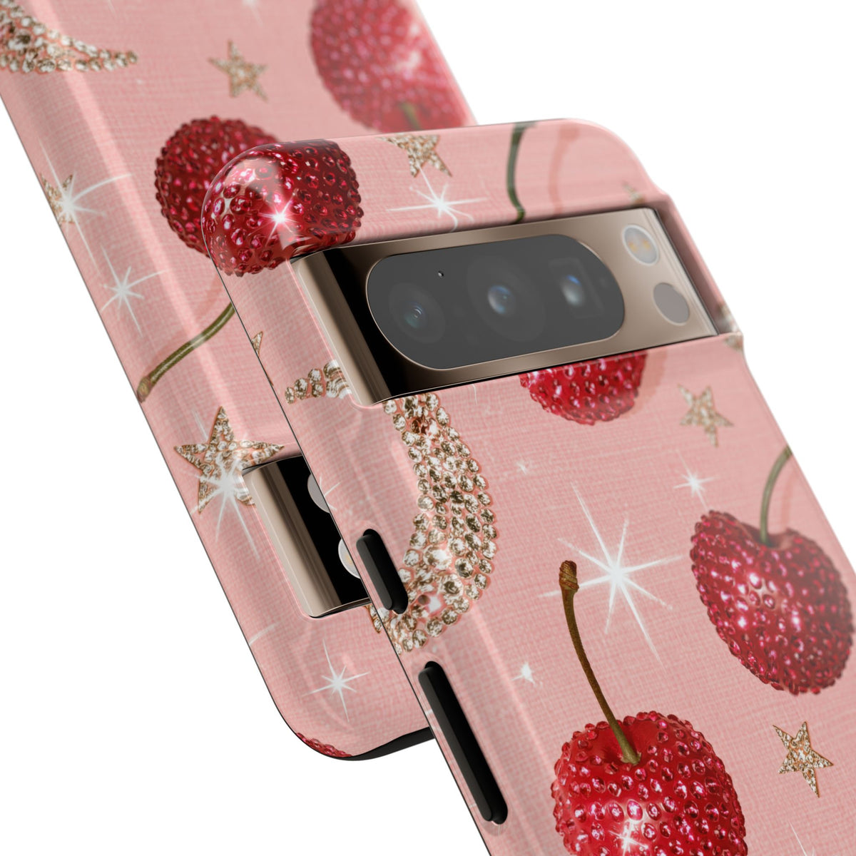 Bedazzled Ruby Cherries · Tough Phone Case for Pixel · Pink