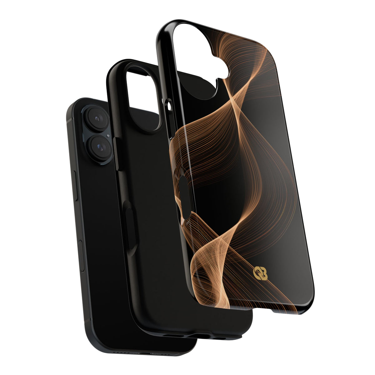 Brown Tough Phone Case for iPhone - Copper Silk Wave