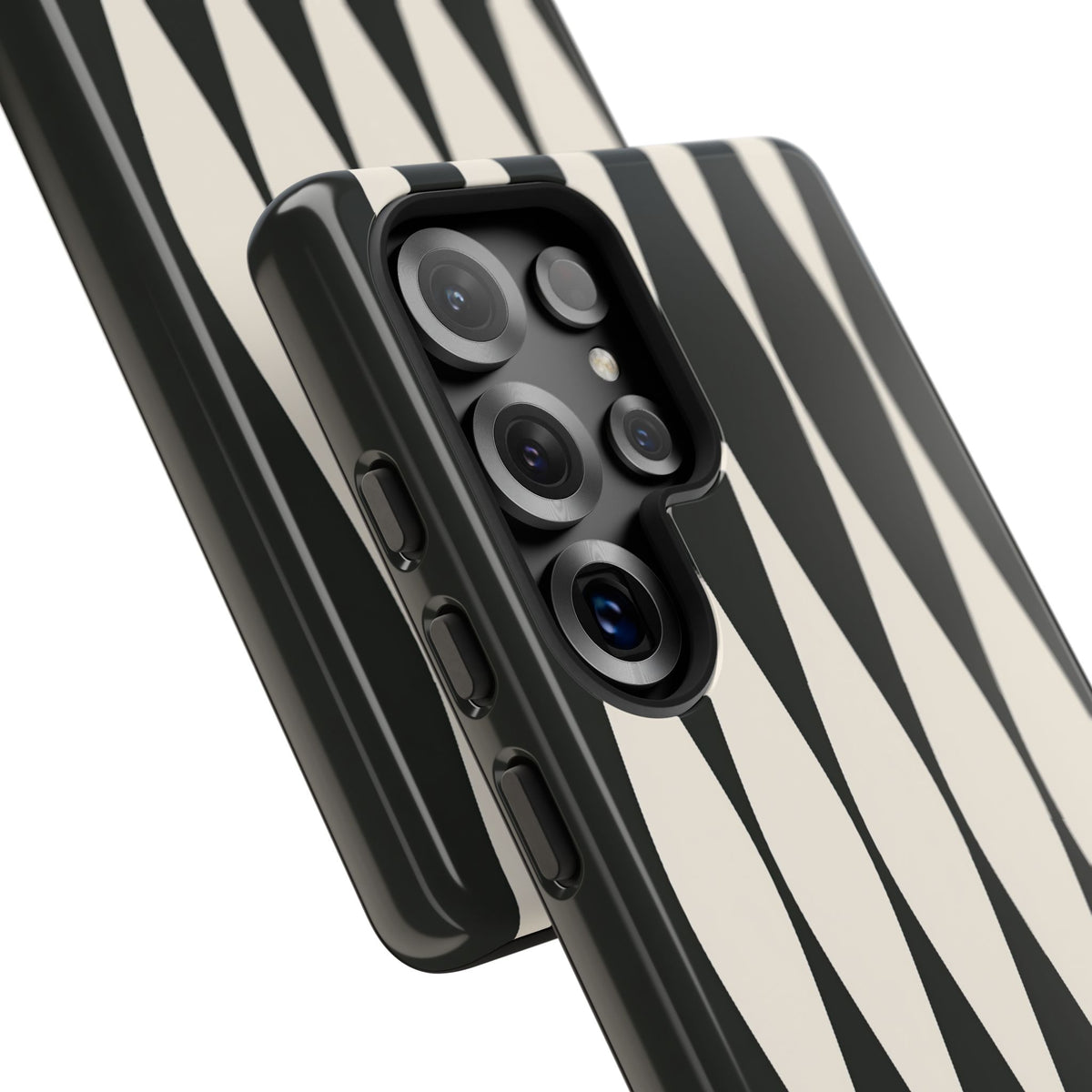 Black Tough Phone Case for Samsung - Ivory Spindle Grid