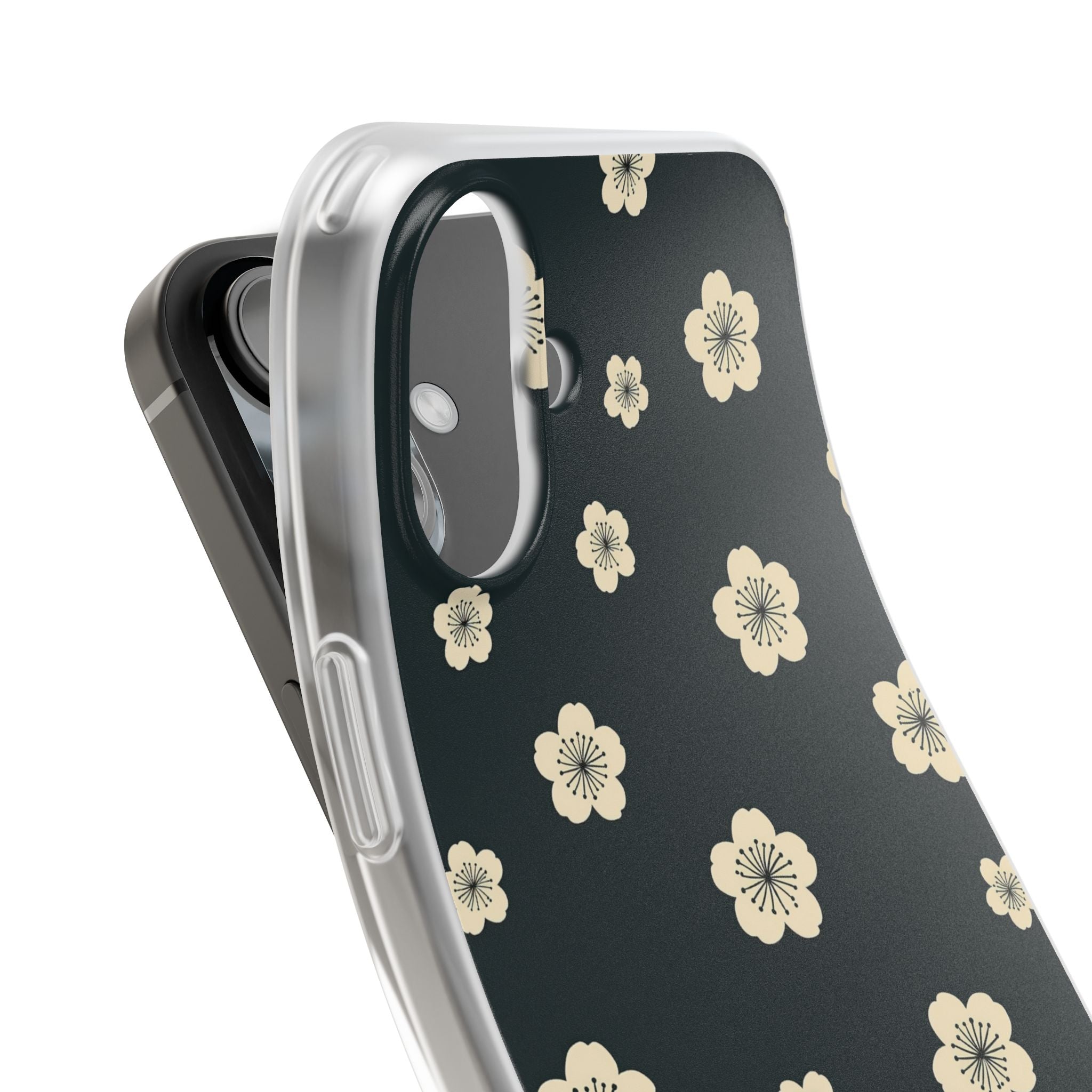 Teal Lite Phone Case for iPhone - Obsidian Cream Petals
