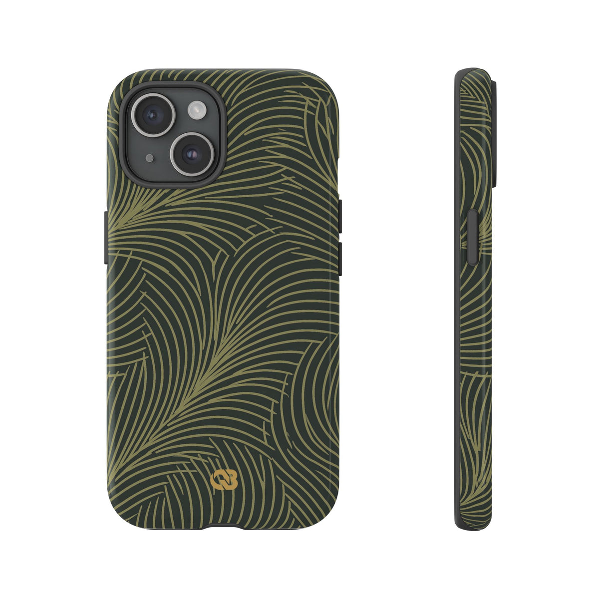 Green Tough Phone Case for iPhone - Dark Olive Plume
